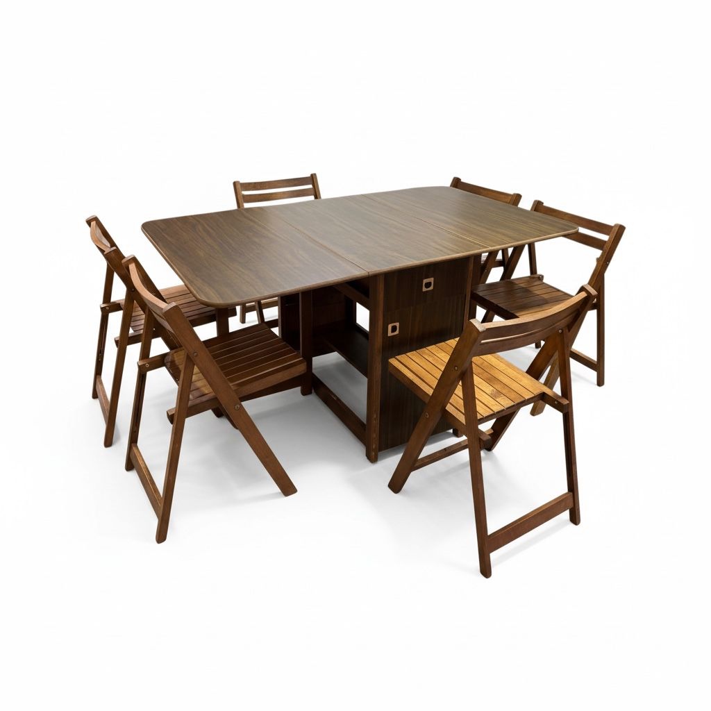 طقم ترابيزة سفرة مصيف خشب 6 كراسي