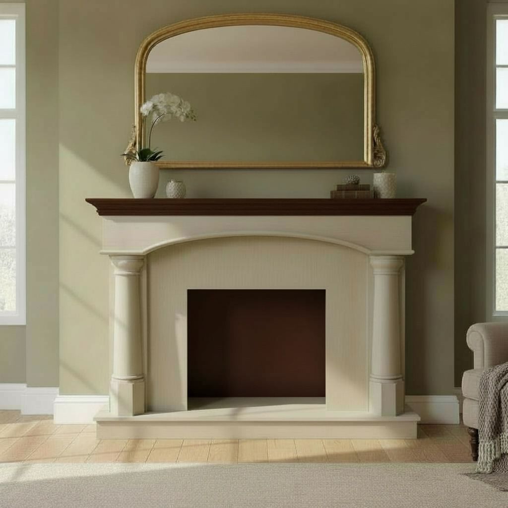 مدفأة كلاسيك ناعمة بتصميم أعمدة جانبية