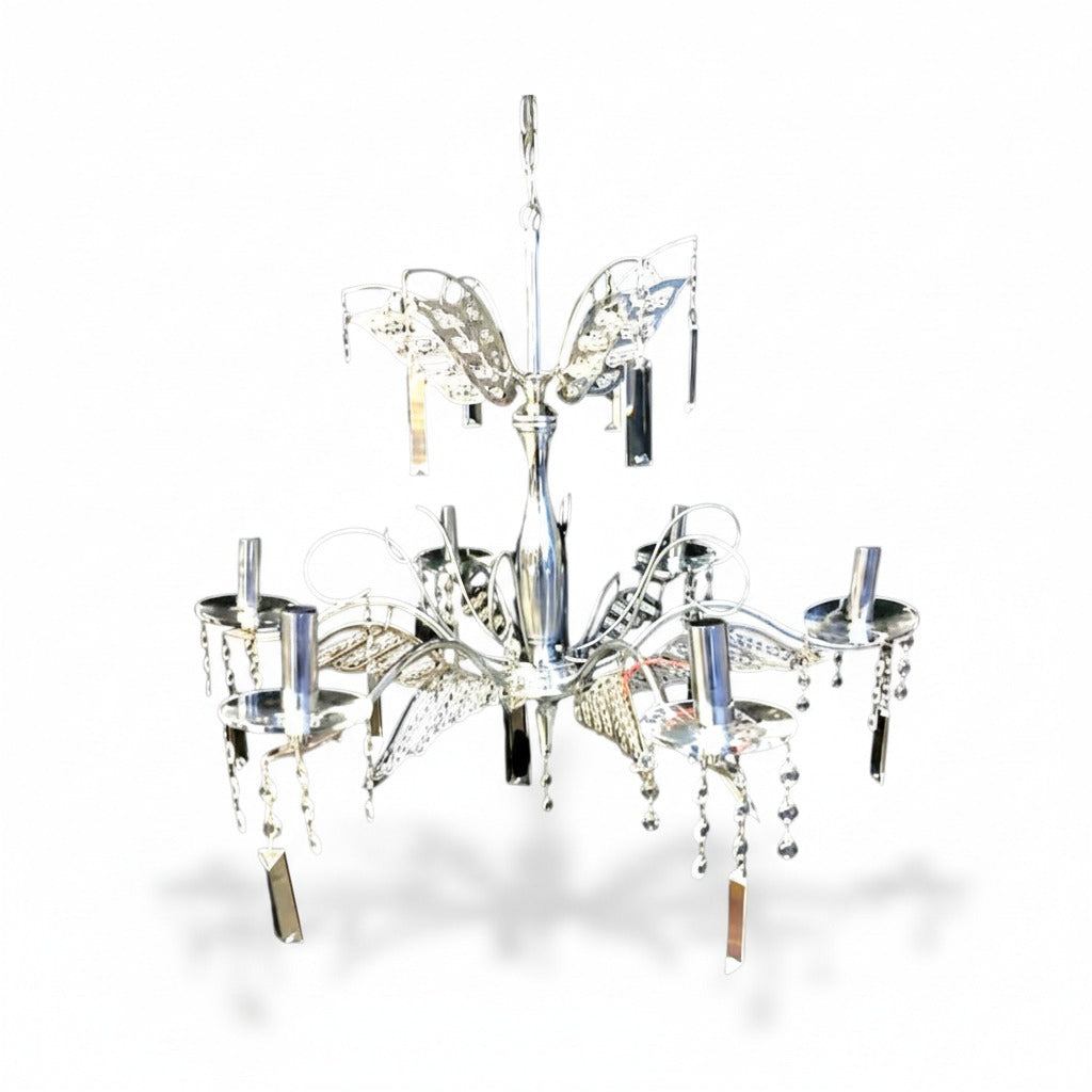 نجفة 6 ذراع جناح فراشة كروم