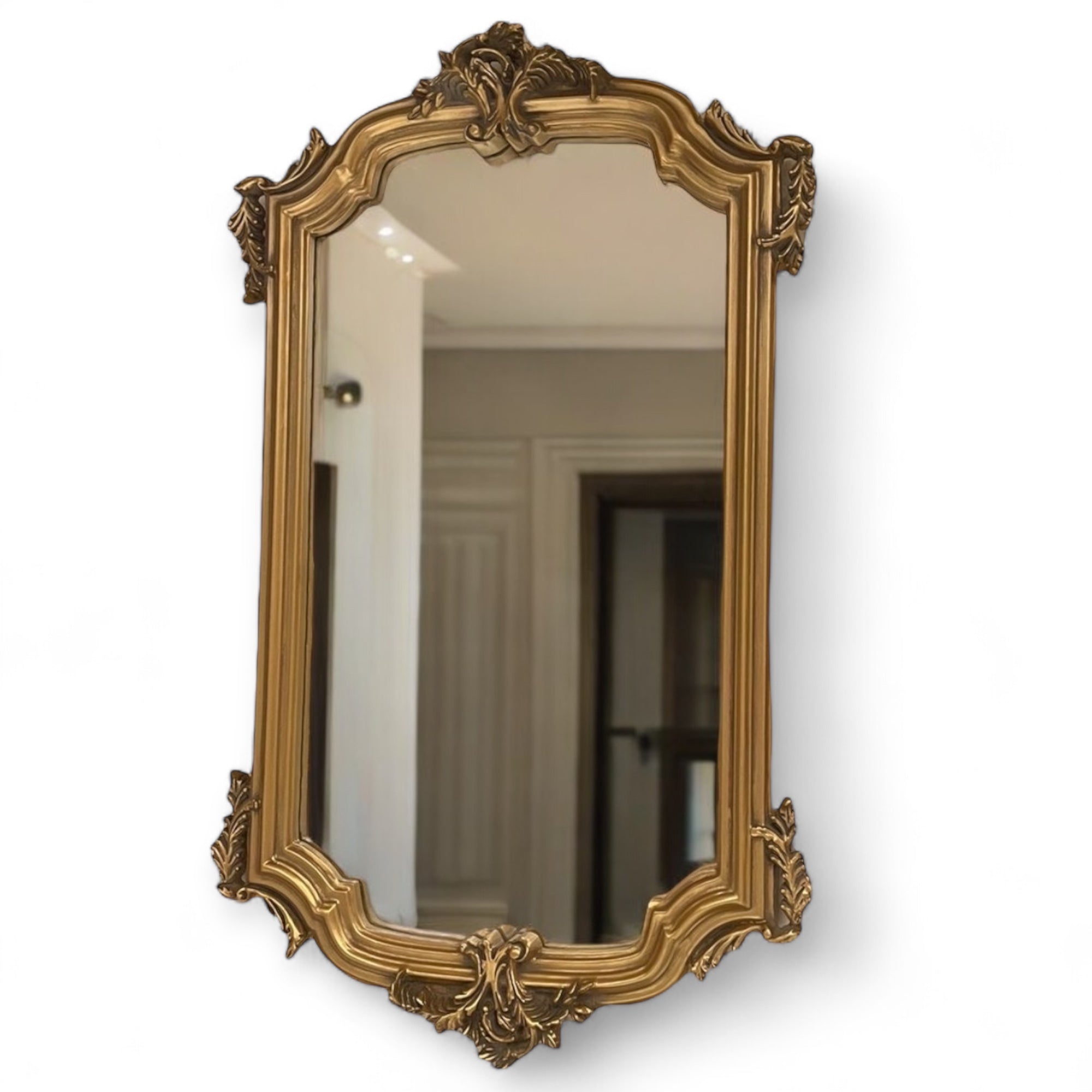 برواز مرايا كلاسيكي - برواز انتيك من الخشب الزان حفر هاند ميد دهان دهبي و مرايا المقاسات: W 70 CM * H 110 CM