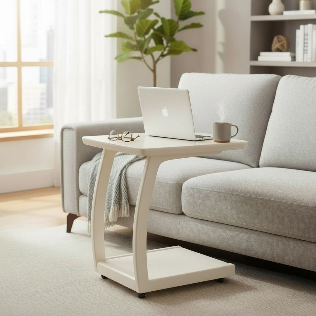 ترابيزة جانبية مودرن خشب طبيعي مزودة بعجلات