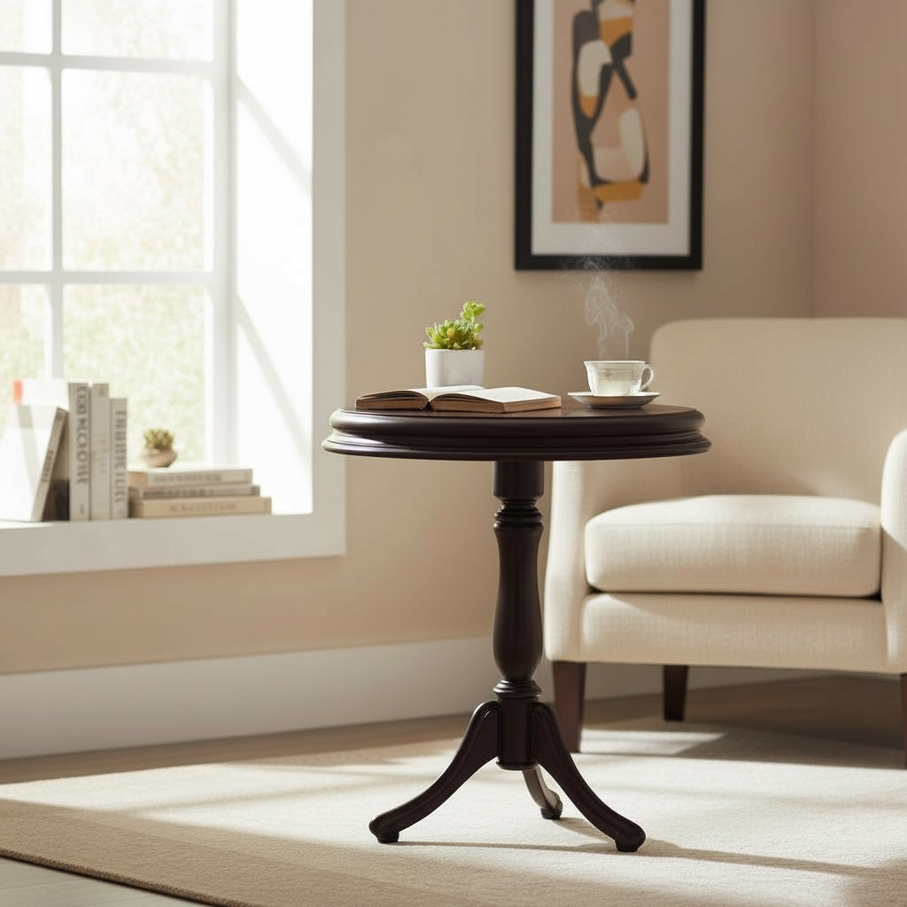 ترابيزة جانبية دائرية كلاسيك – تصميم أنيق للمساحات الهادئة