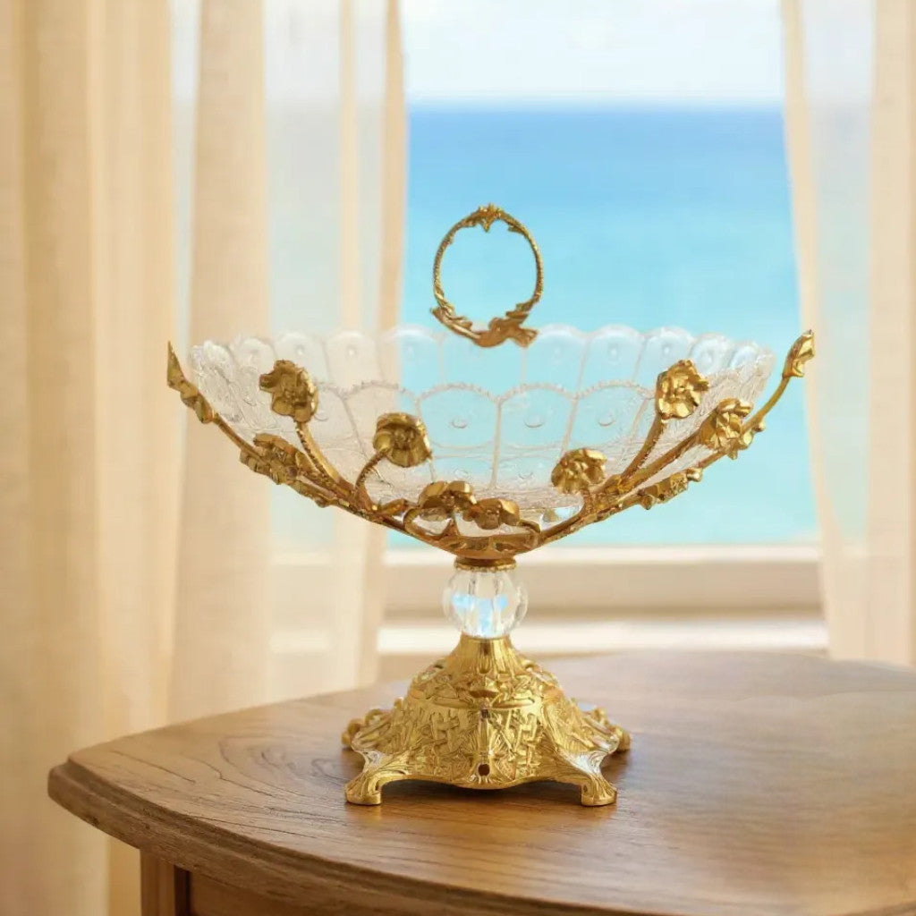 Luxury crystal and gold plated brass serving platter