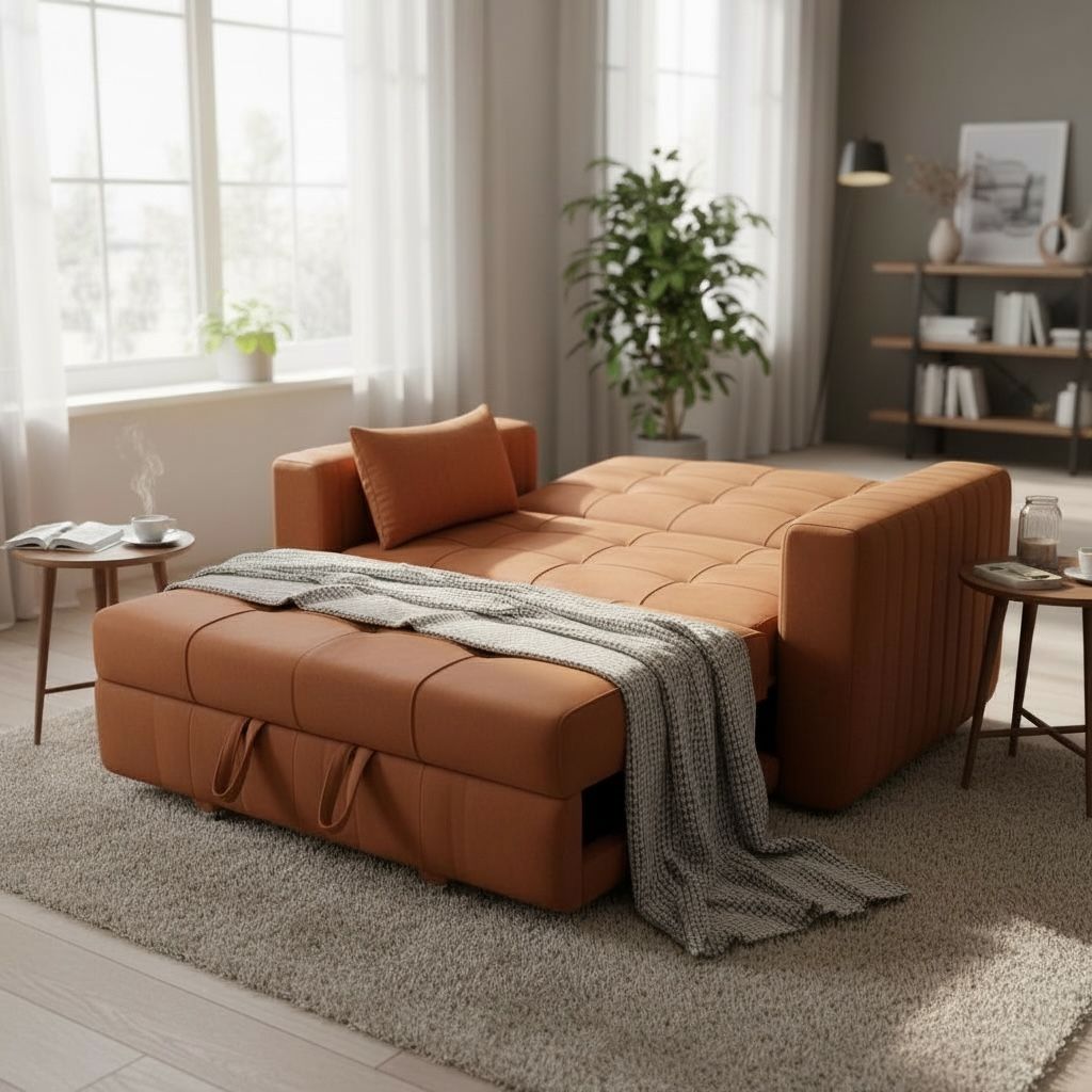 Bed sofa and linen cover with sturdy beech frame