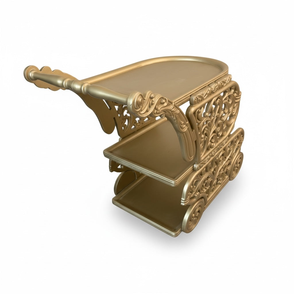 Neoclassical Engraved Guest Trolley - Gloss Champagne Paint