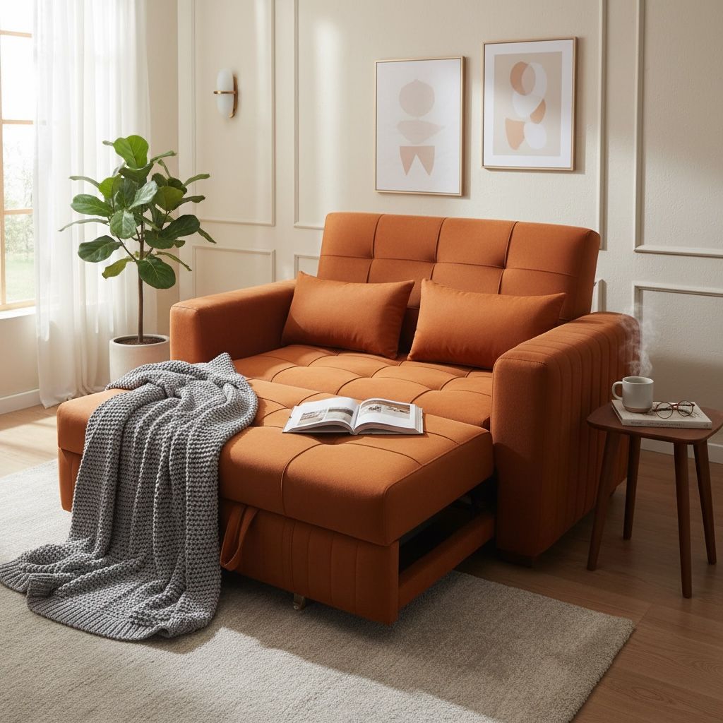 كنبة سرير وسحارة كتان بإطار زان متين