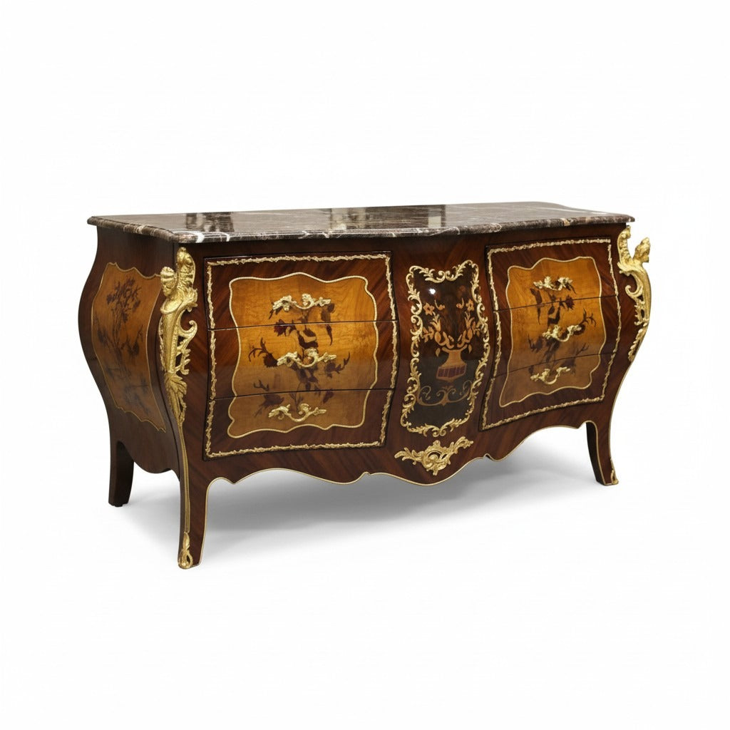 بايوه كلاسيكي فاخر بستة أدراج ورخام إمبرادور غامق