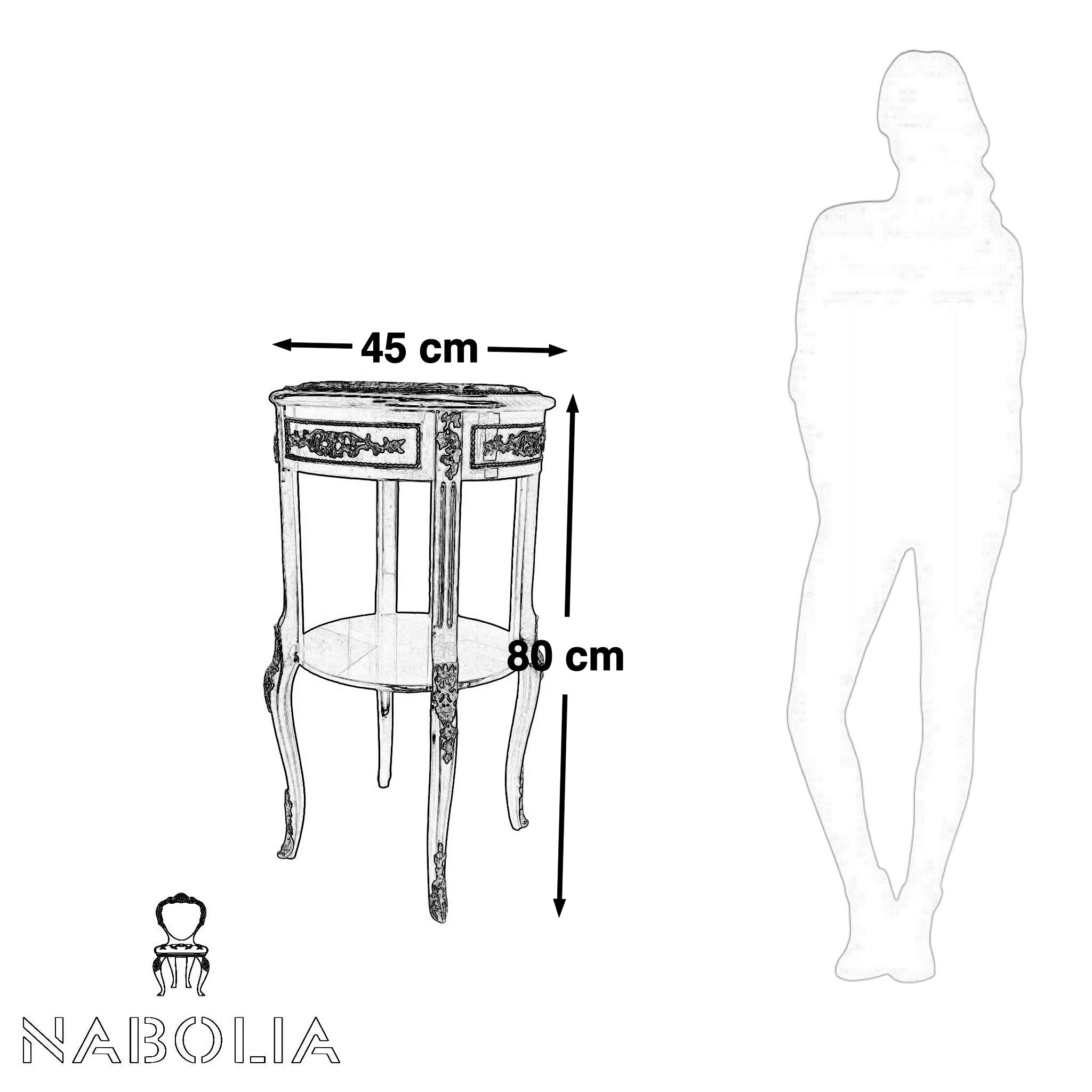 ترابيزة دائرية بلمسة كلاسيكية مطعمة بالنحاس - ترابيزة جانبية بتصميم دائري أنيق، مصنوعة من خشب الزان الطبيعي ومطعمة بالنحاس المشغول يدويًا. سطح الطاولة من الرخام الطبيعي ليضفي لمسة فخامة راقية، وتفاصيل نحاسية مميزة على الجوانب تضيف جاذبية بصرية استثنائية الخاماتالهيكل: خشب زان طبيعيالتطعيم: نحاس يدويالقرصة: رخام طبيعي المقاساتالقطر: 45 سمالارتفاع: 80 سم