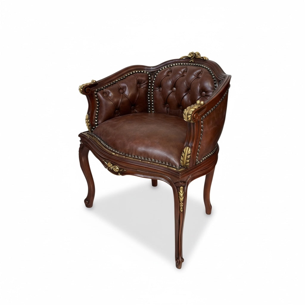 فوتيه كلاسيك جلد طبيعي بني