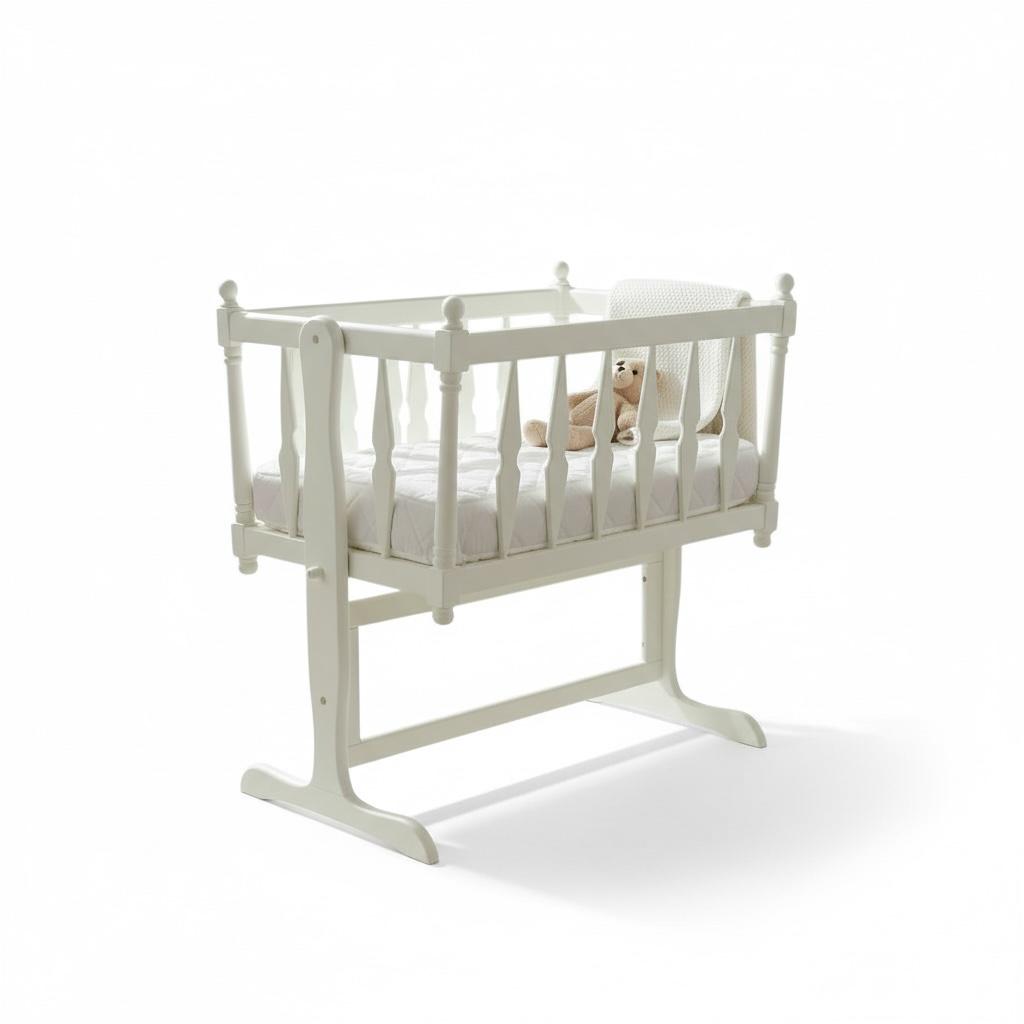 سرير بيبي أبيض خشب زان