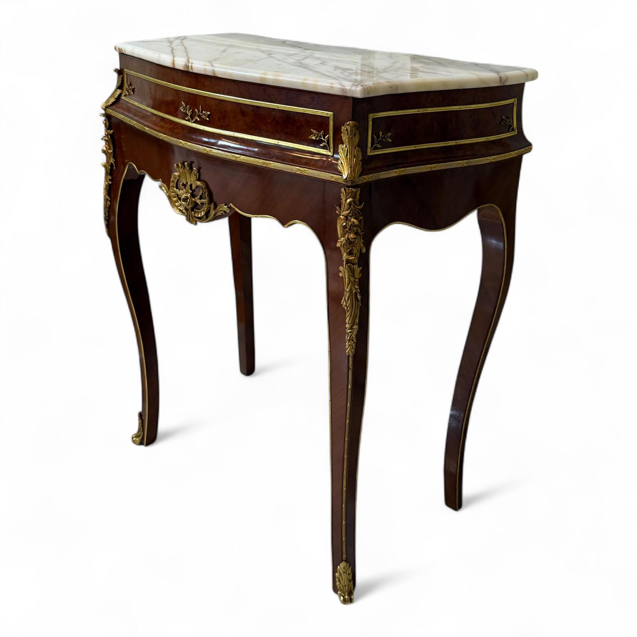 كونسول كلاسيك خشب طبيعي بسطح رخام