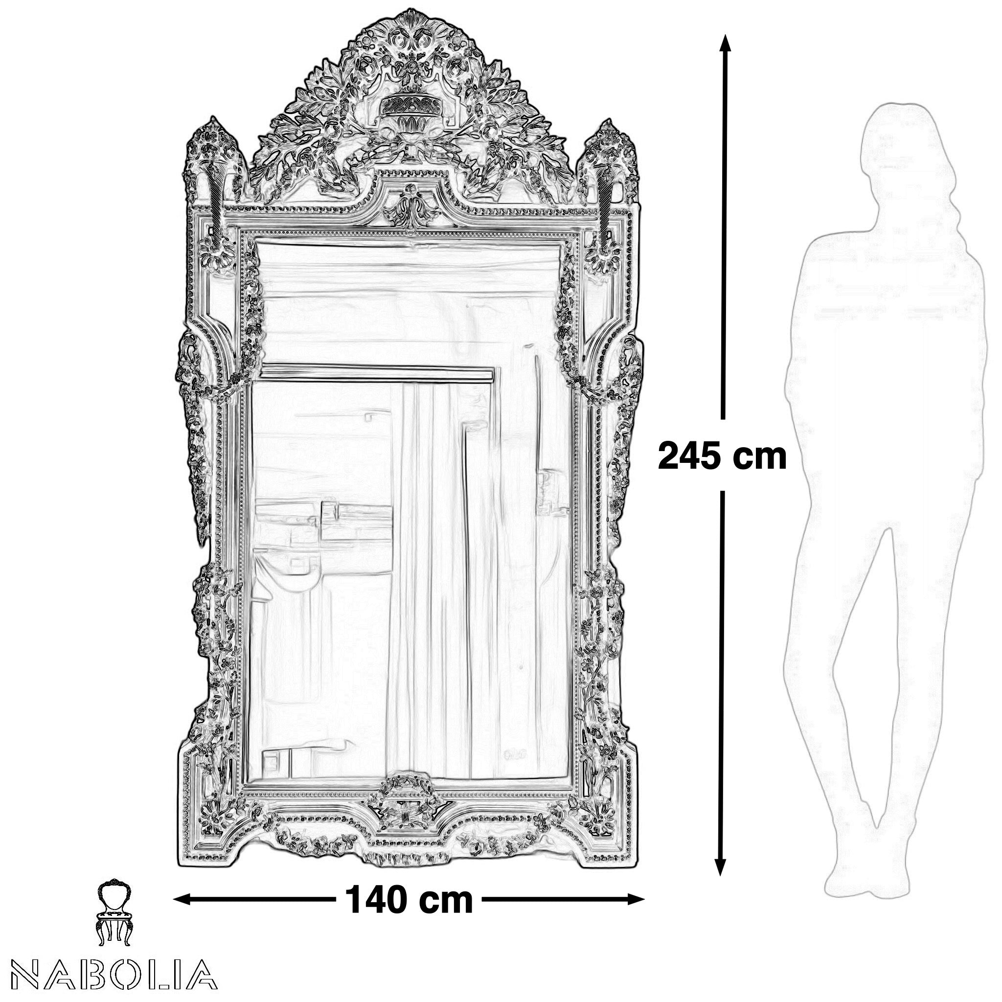 برواز مدخل - برواز انتيك من الخشب الزان حفر هاند ميد دهان استر و مرايا جريش المقاسات: W 140 CM * H 245 CM