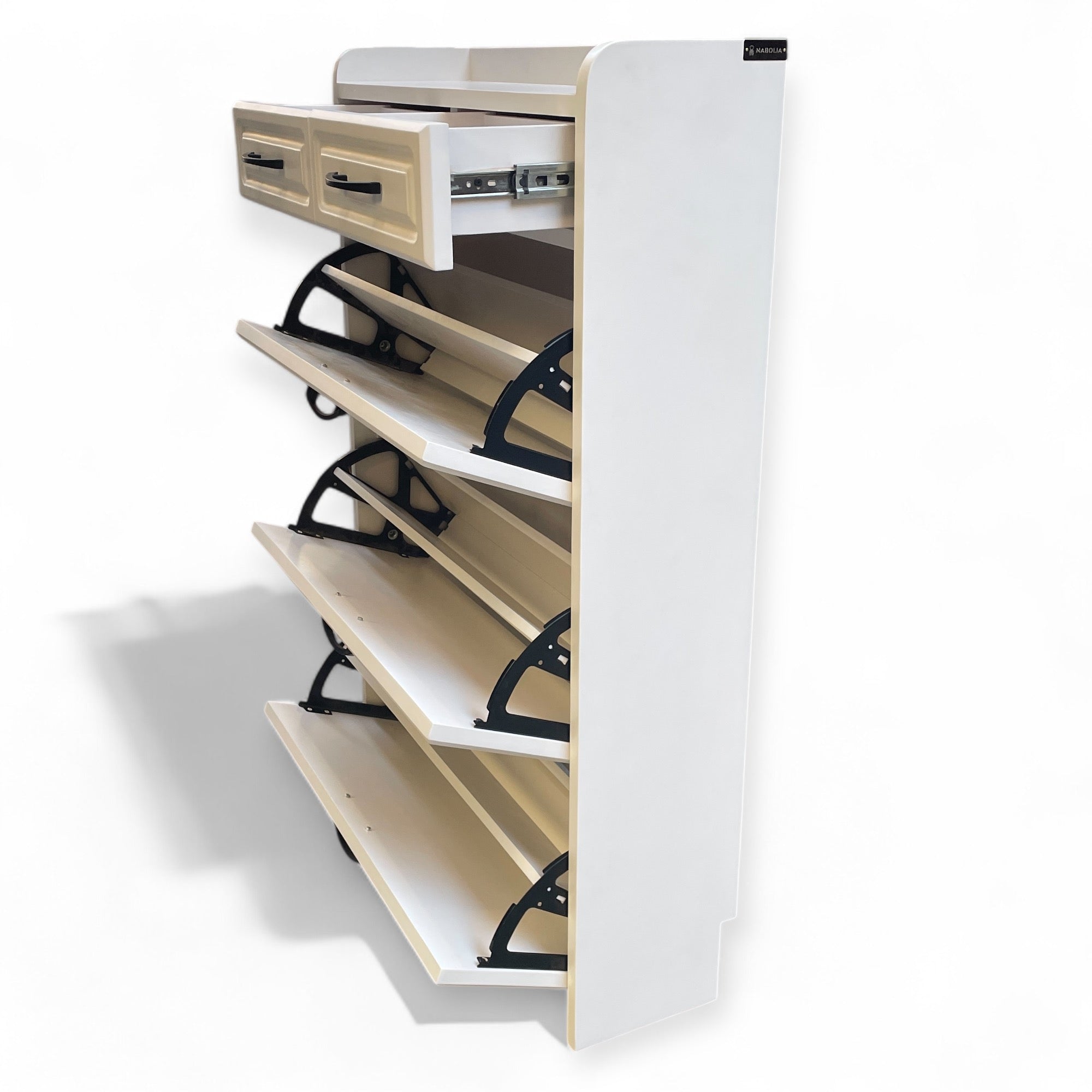 جزامة تلاتة ضلفة قلاب - جزامة مودرن مصنعة من الاخشاب الطبيعية و الدهان الابيض تلاتة ضلفة قلاب ودرجين ومتاح تغيير الالوان المقاسات: W 80 CM * H 120 CM * B 24 CM