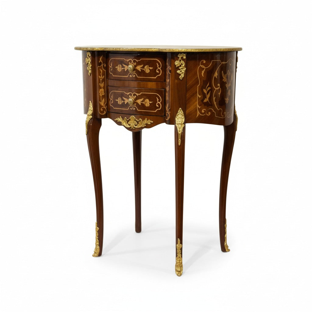 كومود كلاسيك بيضاوي بتطعيمات نحاس فاخرة