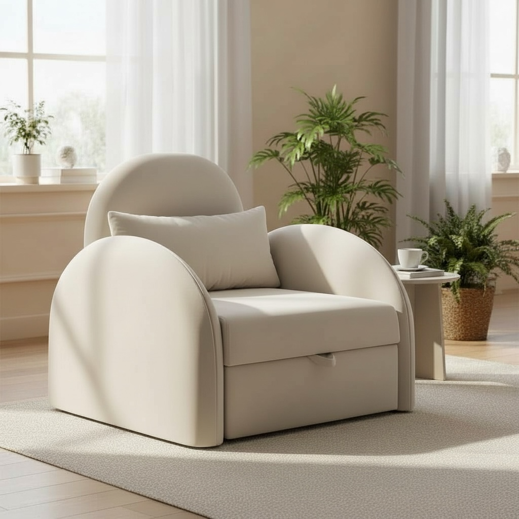 فوتيه سرير خشب زان روماني بآلية ميكانيزم عالية الجودة