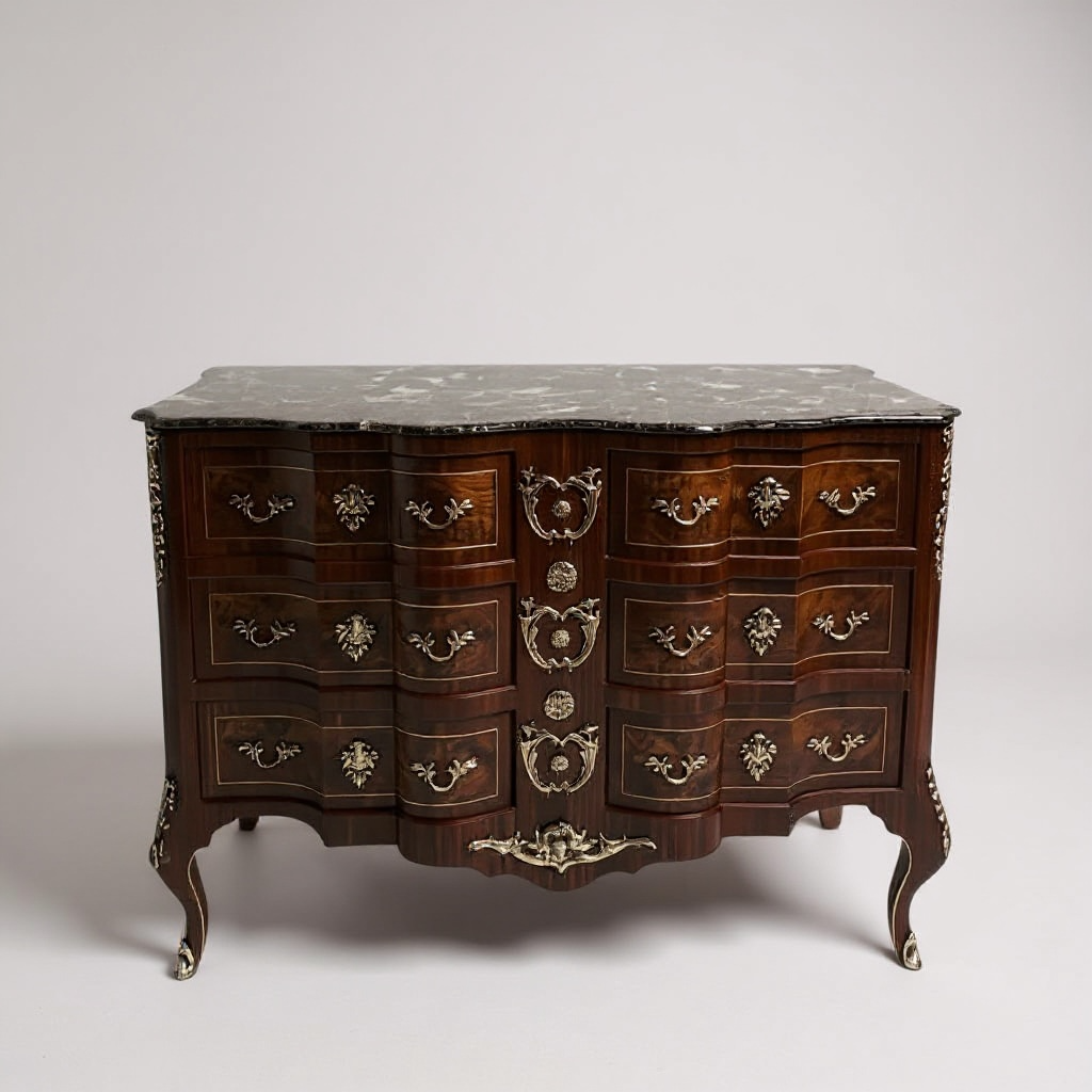 بايوه كلاسيك 6 أدراج بنقوش نحاسية ورخام امبرادور