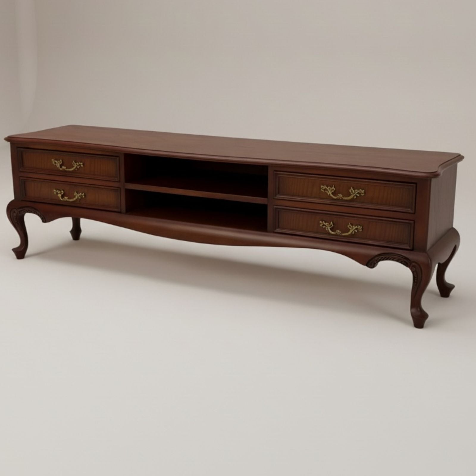 وحدة تلفزيون كلاسيك بدرجين مزدوجين بلون بني