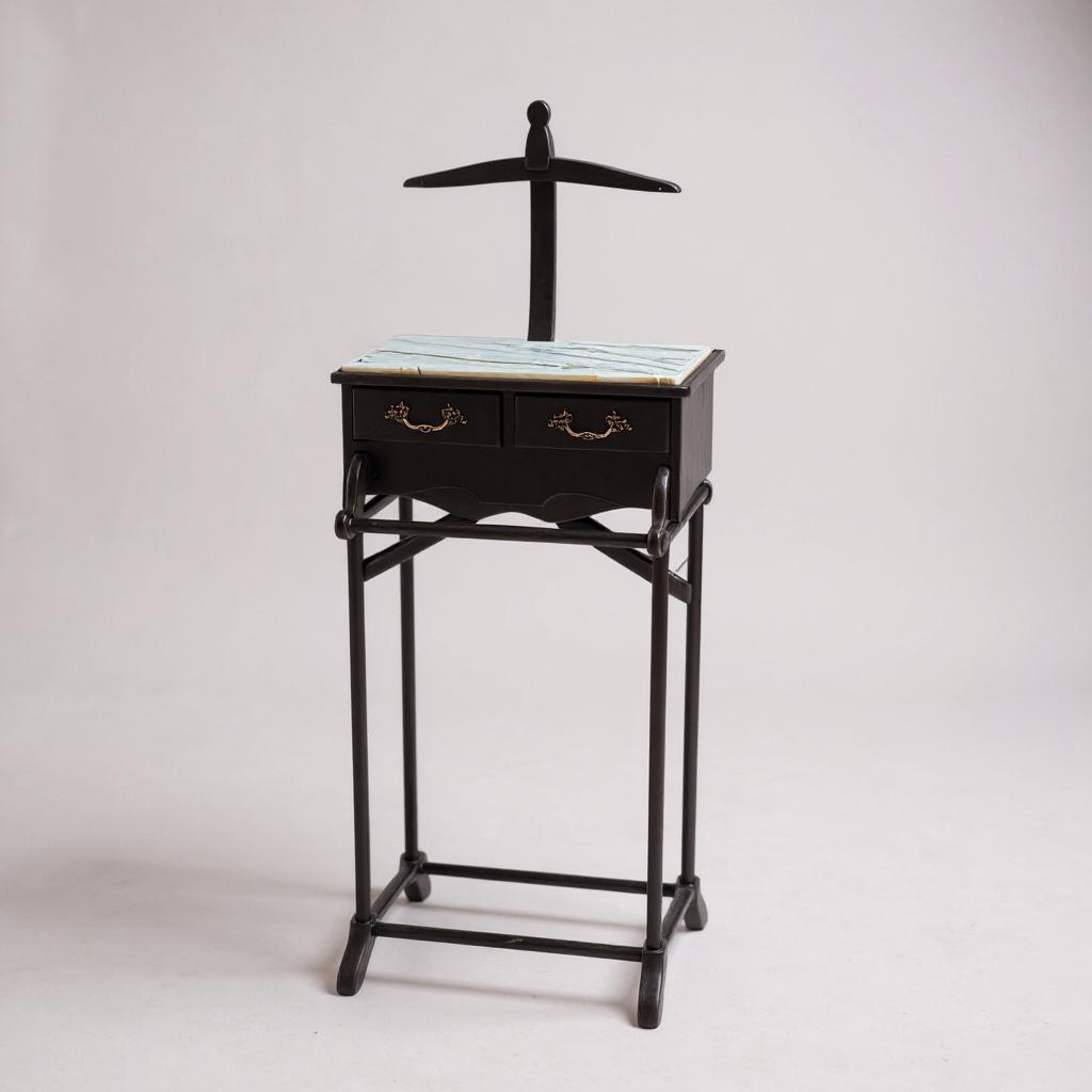 شماعة خشب زان داكن مع سطح رخام