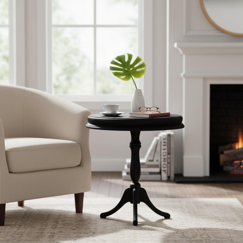 ترابيزة جانبية دائرية كلاسيك – تصميم أنيق للمساحات الهادئة