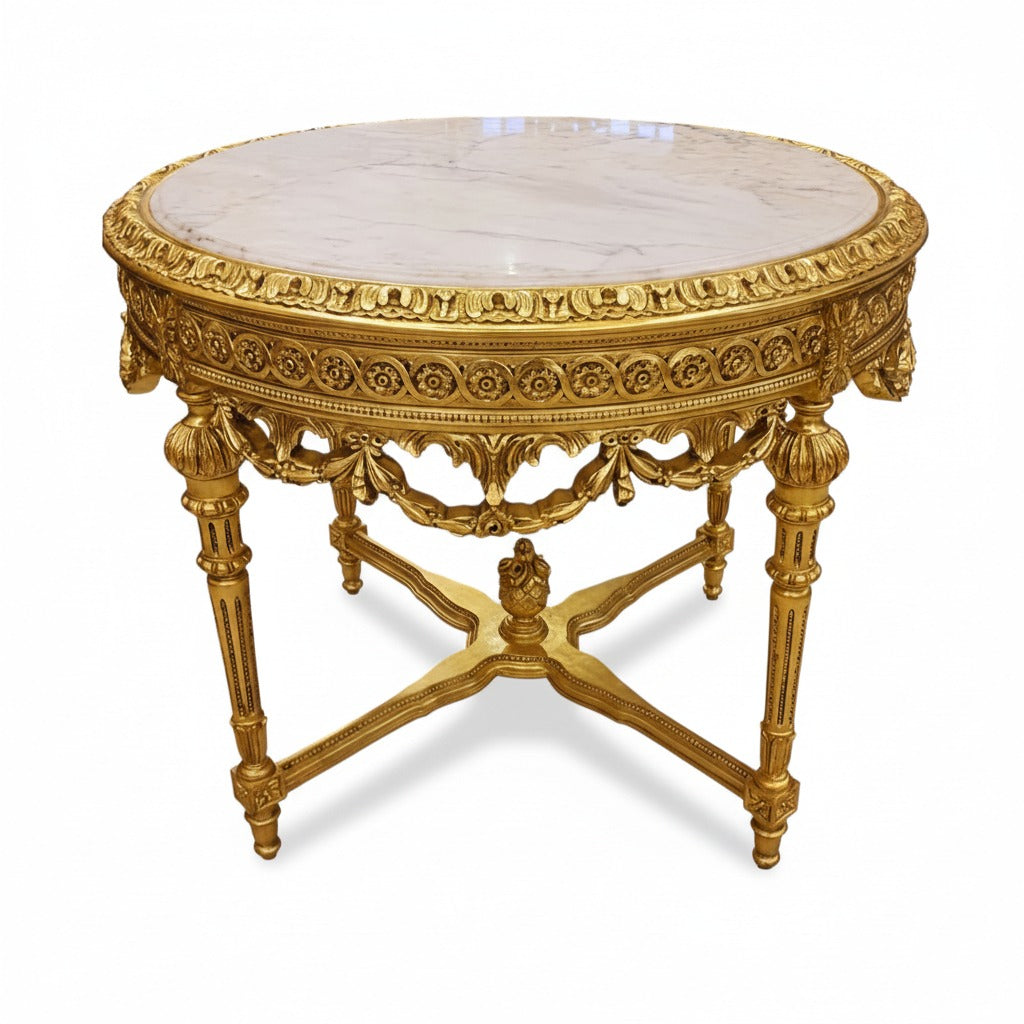 ترابيزة مدخل دائرية كلاسيك بسطح رخامي - Nabolia