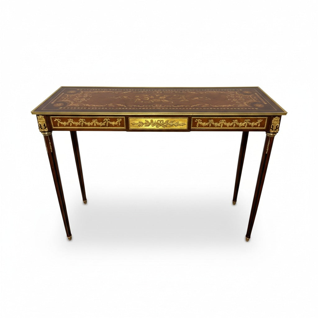 كونسول كلاسيك فاخر بتطعيمات نحاسية