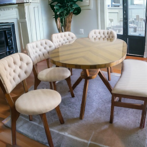 ترابيزة سفرة بانكت وكراسي - سفرة مصنعة من الخشب الزان الطبيعي والقشرة الافريقي مكونة من ترابيزة و بانكت و اربعة كراسي المقاسات: W 170 CM * B 80 CM * H 80 CM