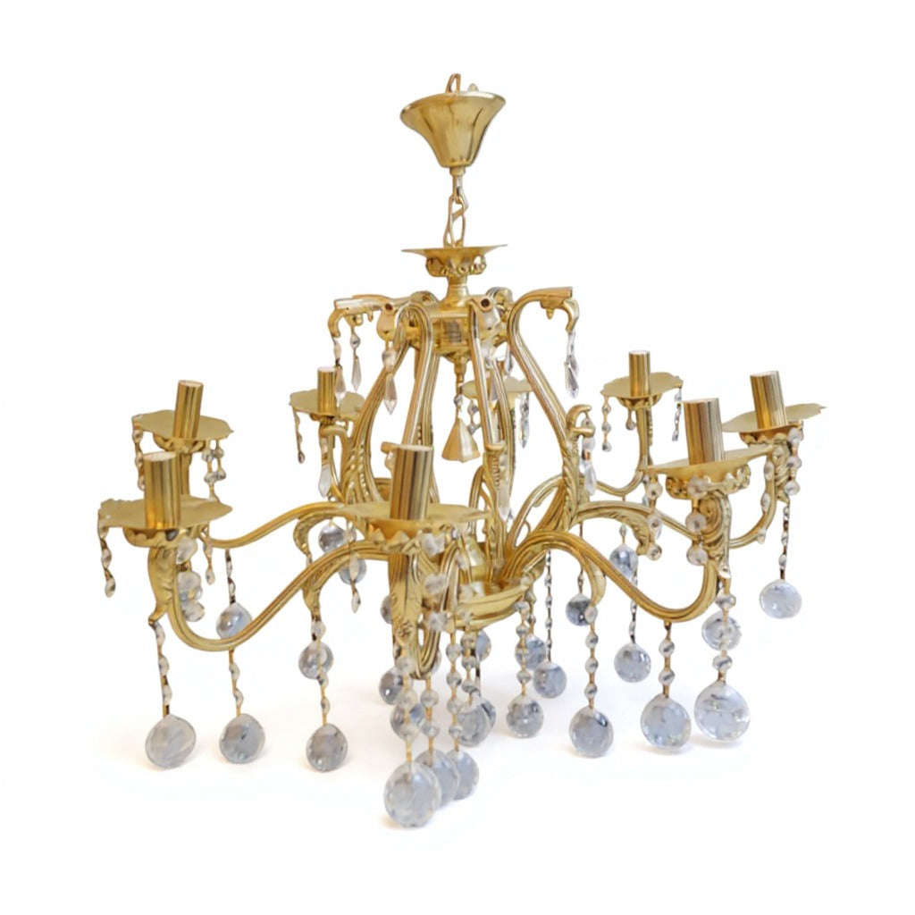 نجفة كلاسيك 8 ذراع سونامي معدن مطلي ذهبي