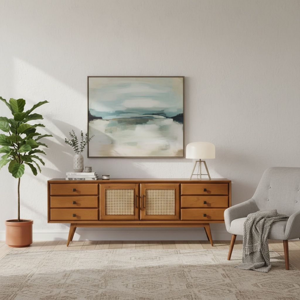 وحدة تلفزيون خشابي بواجهات كانيه وادراج تخزين