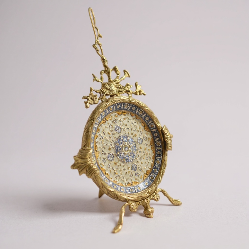 طبق خزف مع اطار نحاسي