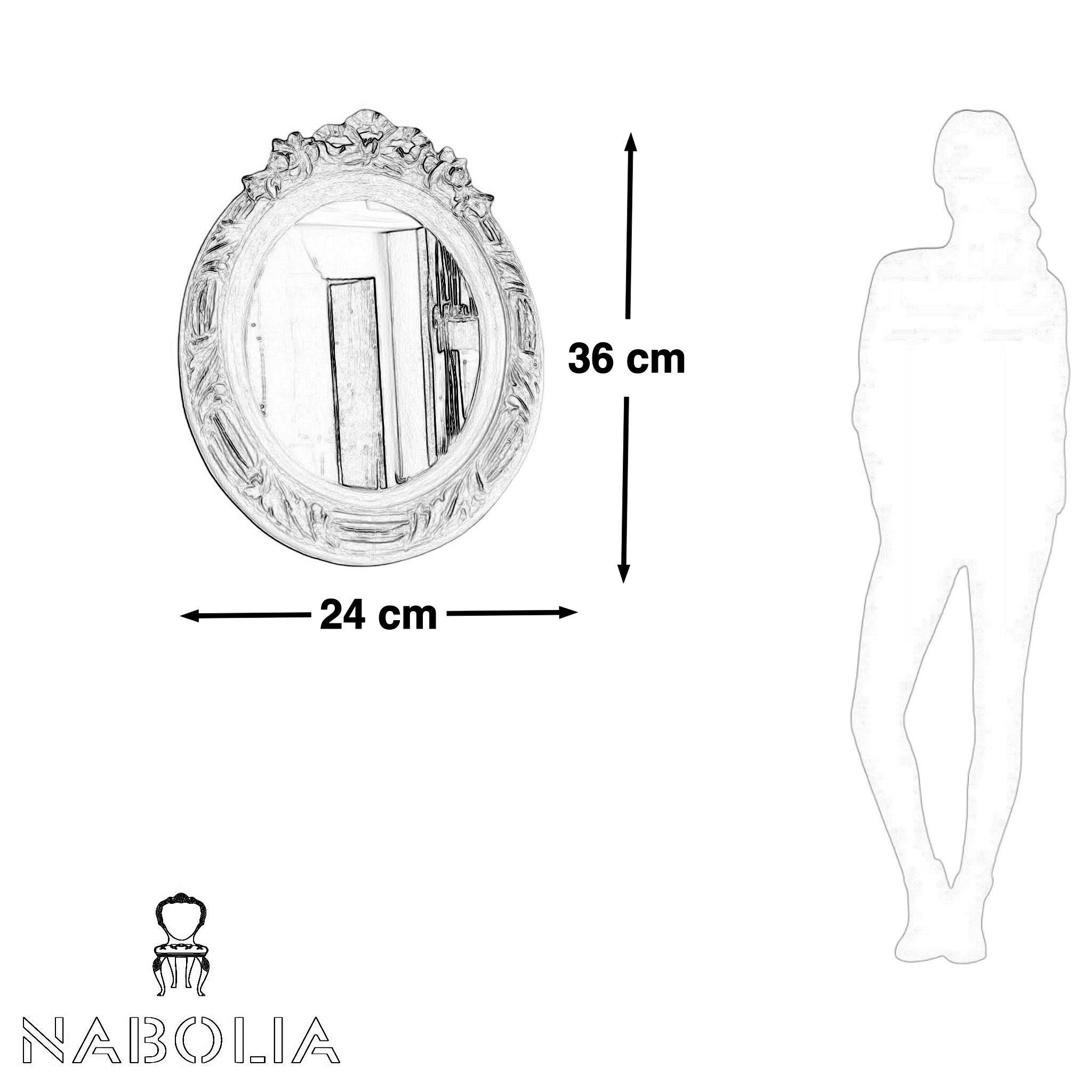 برواز اوف وايت مع مرايا - برواز مرايا من الخشب الزان حفر هاند ميد دهان اوف وايت المقاسات: W 24 CM * H 36 CM