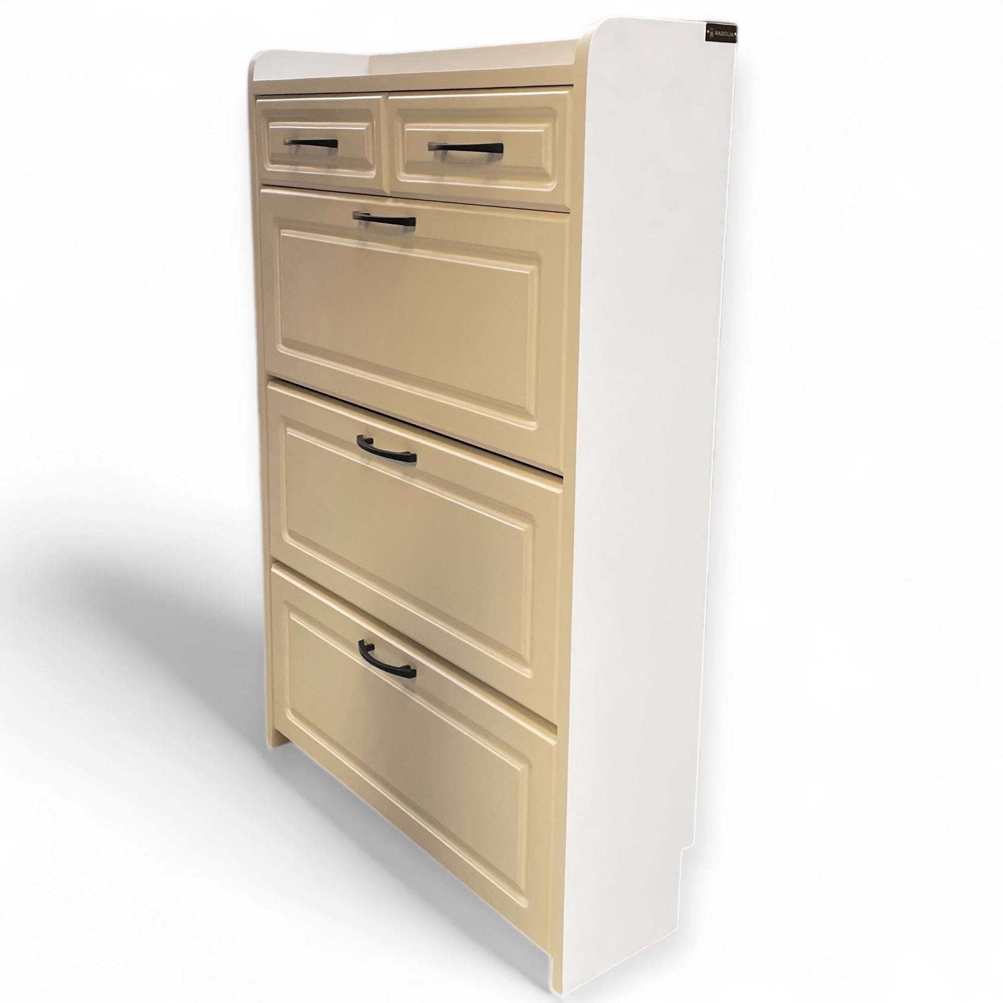 جزامة تلاتة ضلفة قلاب - جزامة مودرن مصنعة من الاخشاب الطبيعية و الدهان الابيض تلاتة ضلفة قلاب ودرجين ومتاح تغيير الالوان المقاسات: W 80 CM * H 120 CM * B 24 CM