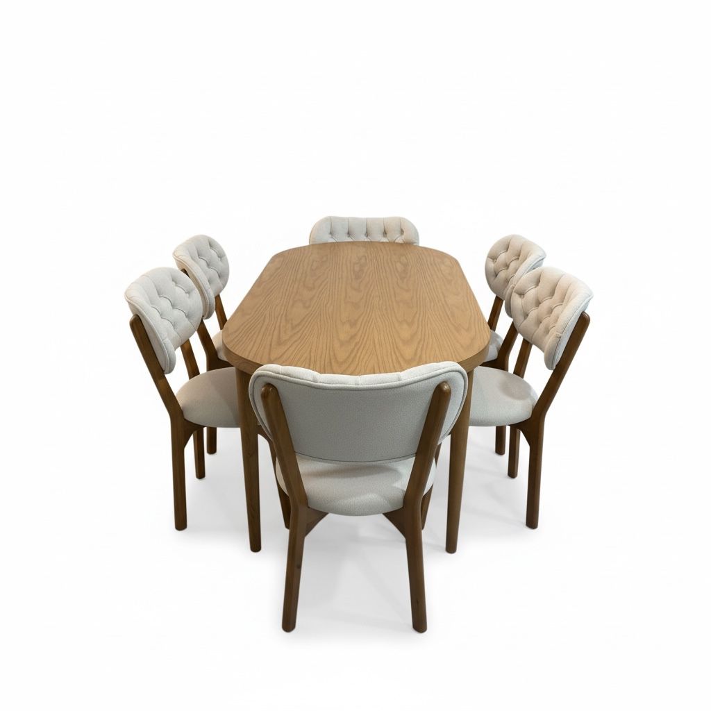 سفرة مودرن بيضاوي مع 6 كراسي - Nabolia