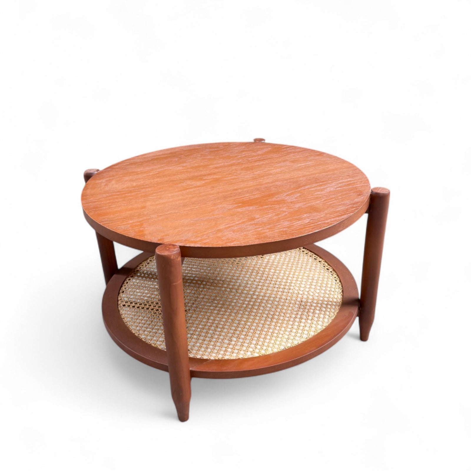 ترابيزة قهوة دائرية مودرن خشب بقاعدة كانيه