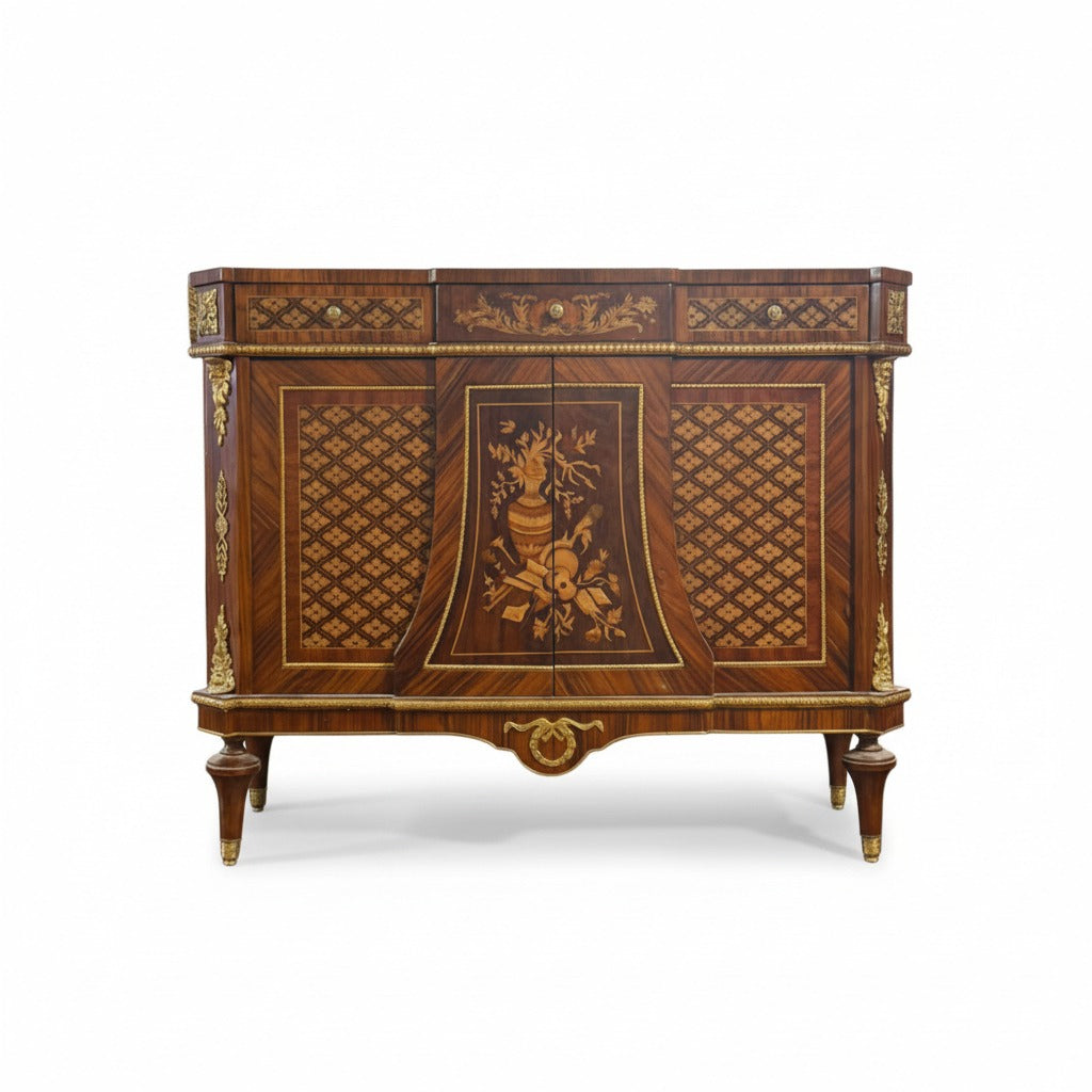 بايوه كلاسيك فاخر بتطعيمات خشبية وزخارف نحاس