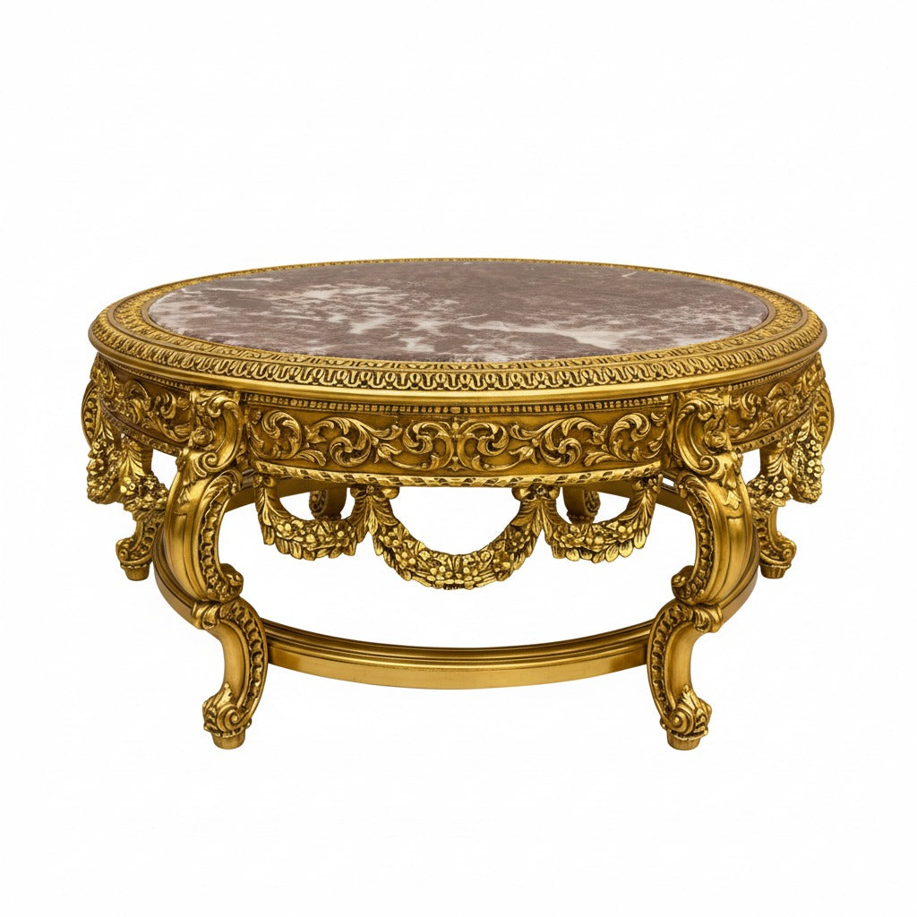 ترابيزة مدخل دائرية كلاسيك فاخرة بسطح رخامي - Nabolia