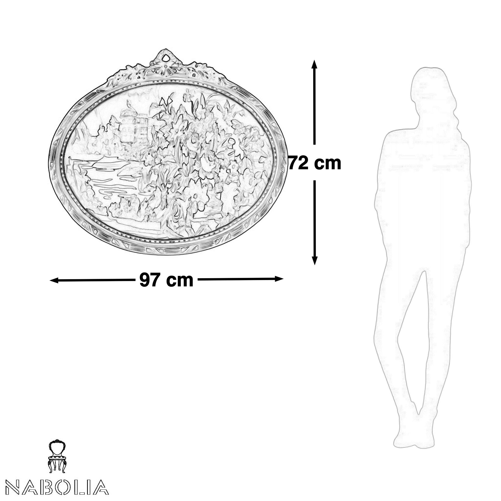 تابلوه كتان مطبوع - برواز انتيك من الخشب الزان حفر هاند ميد دهان دهبي و وتابلوه من الكتان المطبوع المقاسات: W 97 CM * H 72 CM