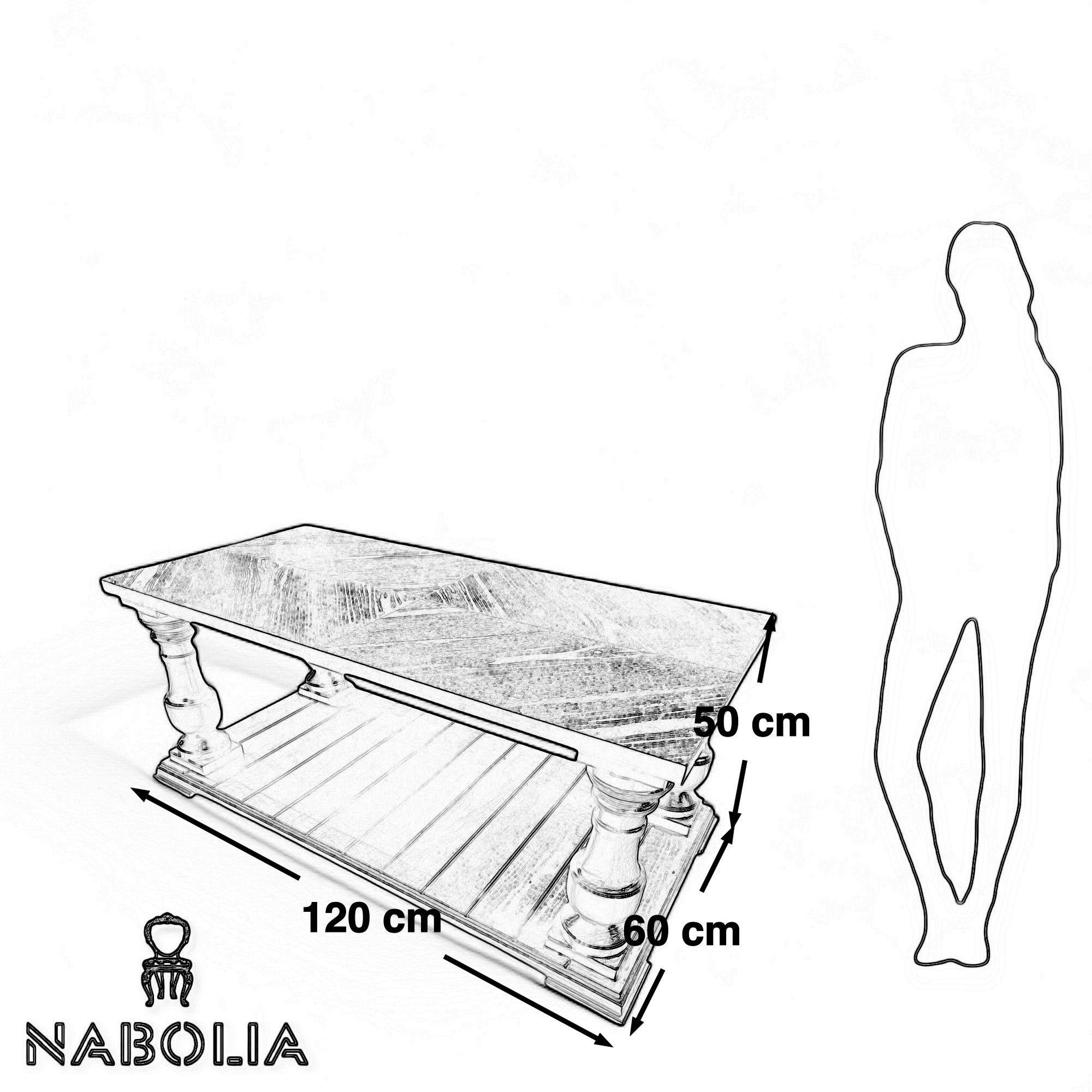 طاولة قهوة روستيك - ترابيزه ليفنج مصنعه من الاخشاب الطبيعية لون بني :المقاسات W 120 CM * B 60 CM *H 50 CM