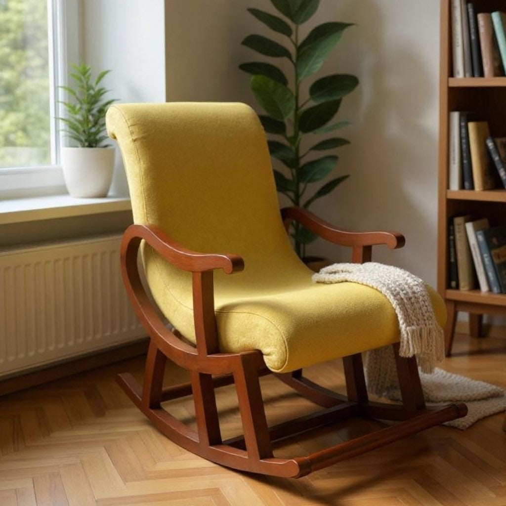 beech wood rocking chaise longue chair