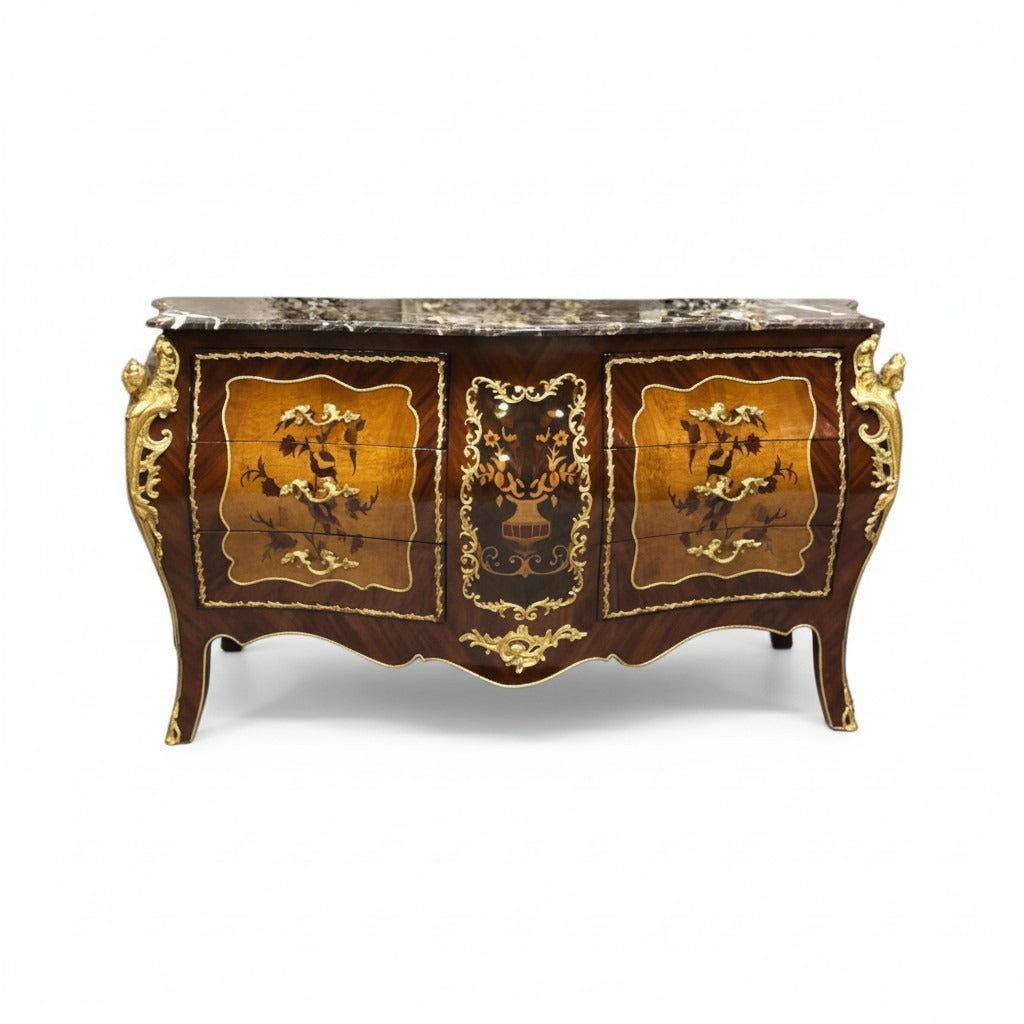 بايوه كلاسيكي فاخر بستة أدراج ورخام إمبرادور غامق