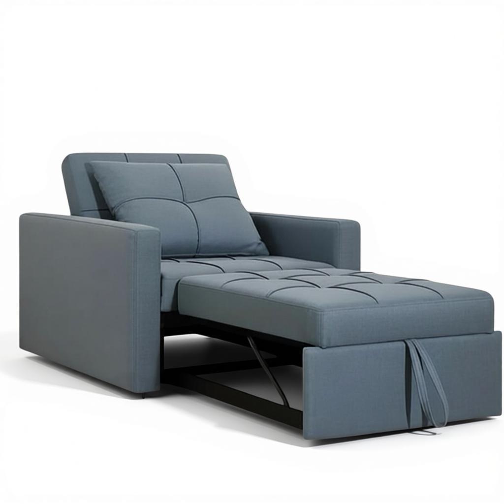 فوتيه كحلي سرير خشب زان روماني بآلية ميكانيزم عالية الجودة