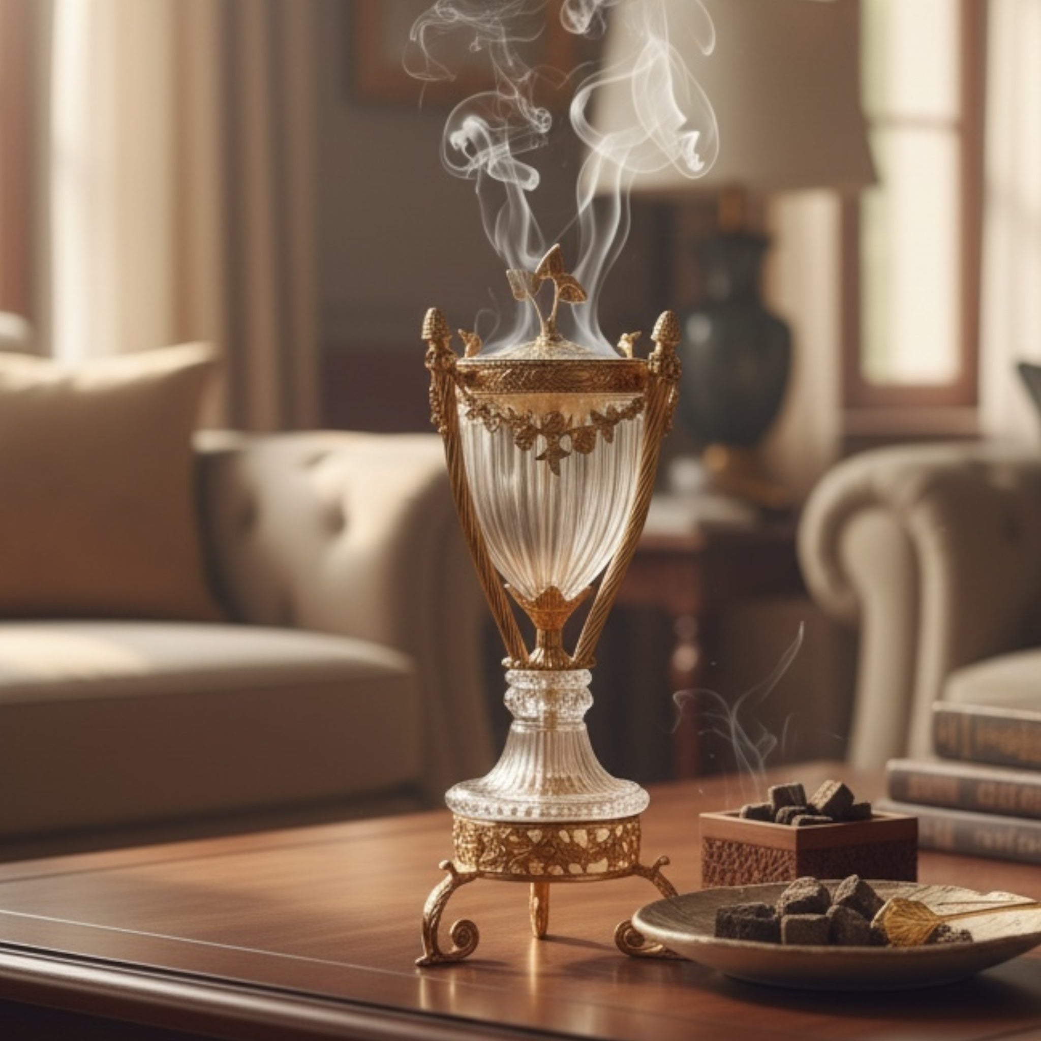 مبخرة ديكور كلاسيك – كريستال ونحاس ثقيل