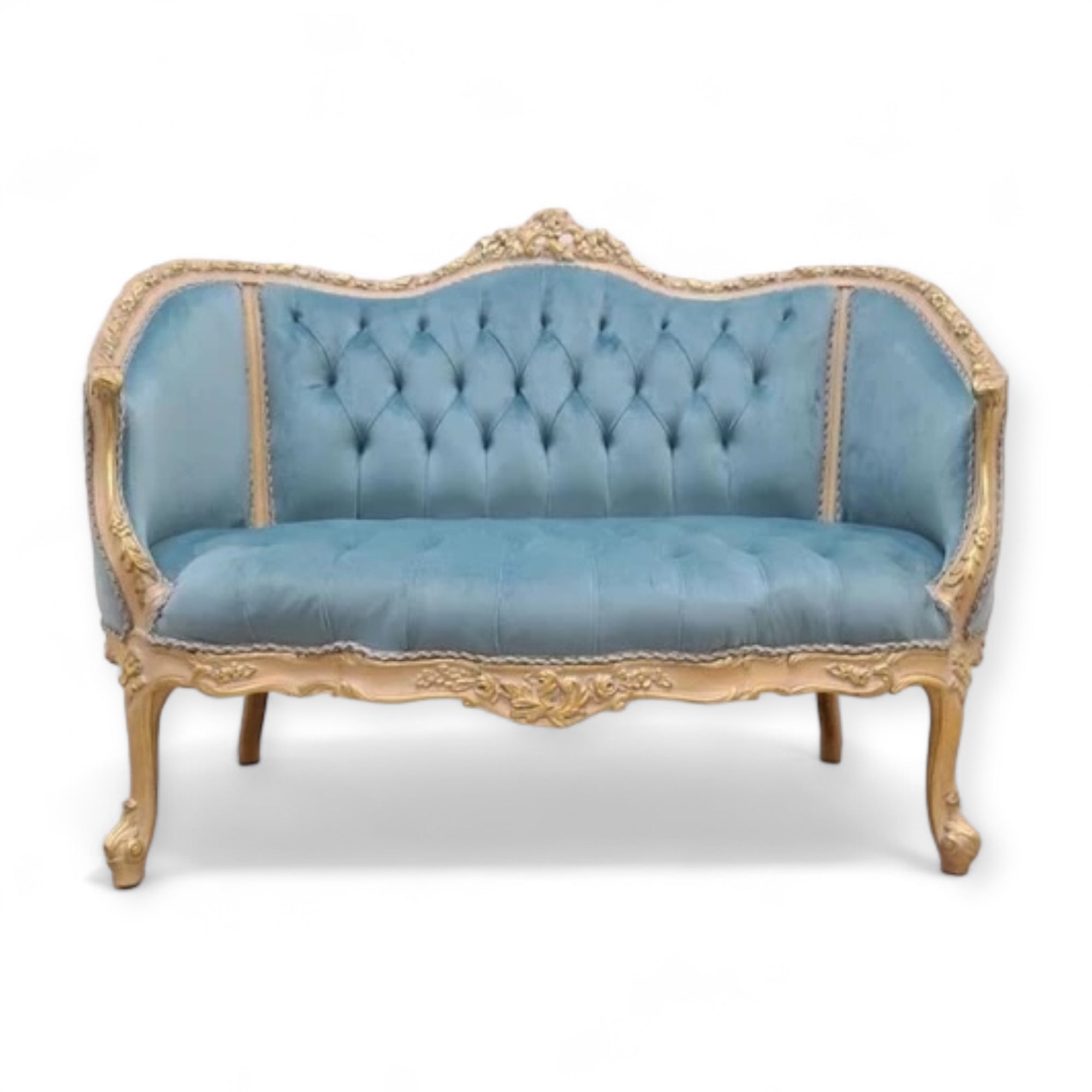 كنبة كلاسيك أنتيك كابوتنيه - كنبة انتيك مصنعة من خشب الزان الاحمر دهان دهبي مترب تنجيد كابتونيه في القاعدة والظهر و متاح تغيير الالوان المقاسات: W 135 CM * H 60 CM * B 55 CM