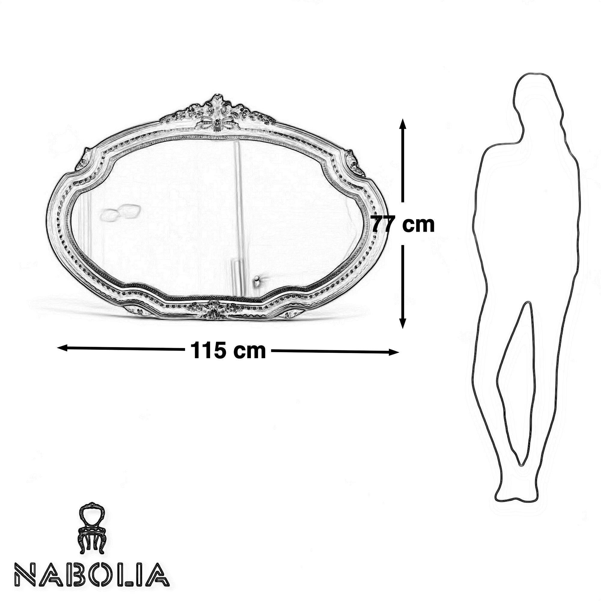 مرايا كلاسيكية دهبي - برواز انتيك من الخشب الزان حفر هاند ميد دهان دهبي و مرايا المقاسات: W 115 CM * H 77 CM
