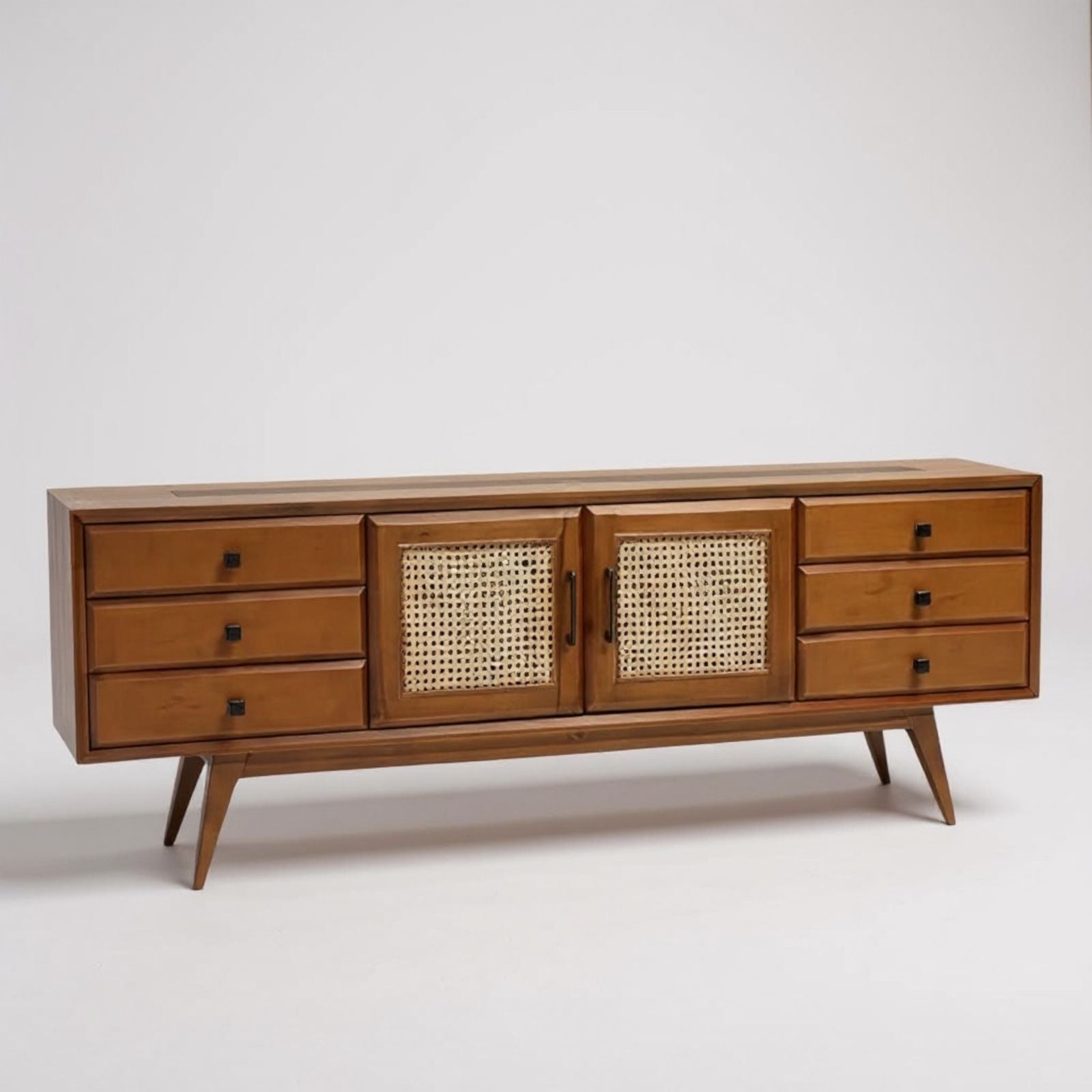 وحدة تلفزيون خشابي بواجهات كانيه وادراج تخزين