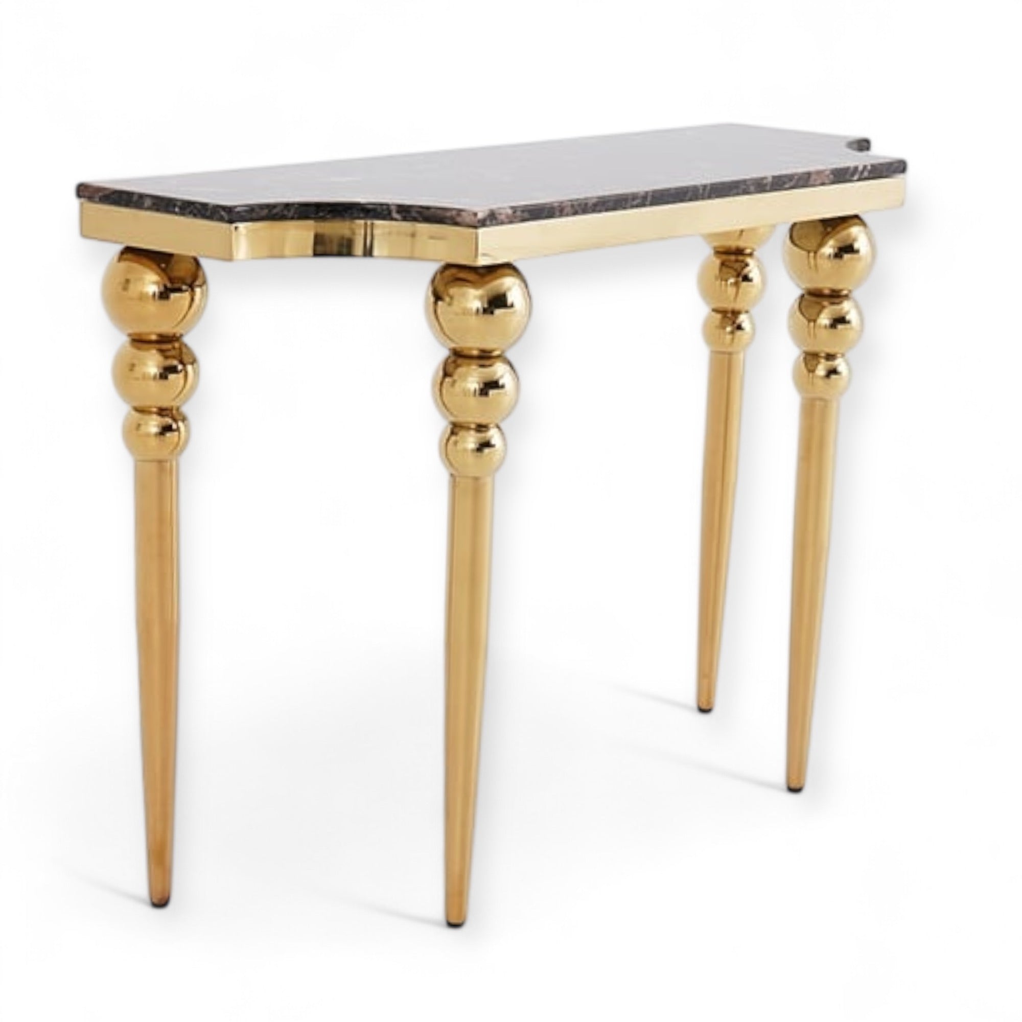 كونسول سطح رخام - كونسول مصنع من الاستانلس لون ذهبي والقرصة رخام المقاسات: W 120 CM * H 80 CM * B 40 CM