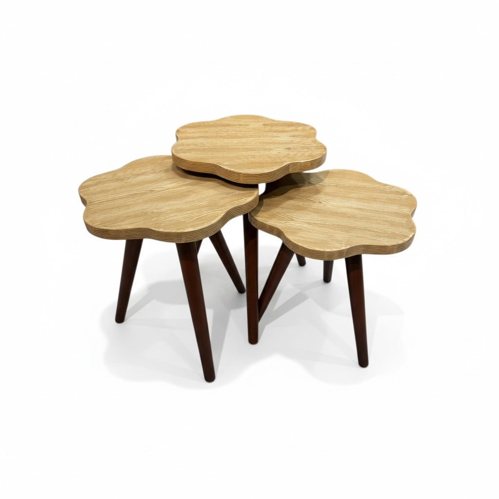 طقم ترابيزات ثلاثي مودرن – تصميم متداخل بشكل زهري - Nabolia