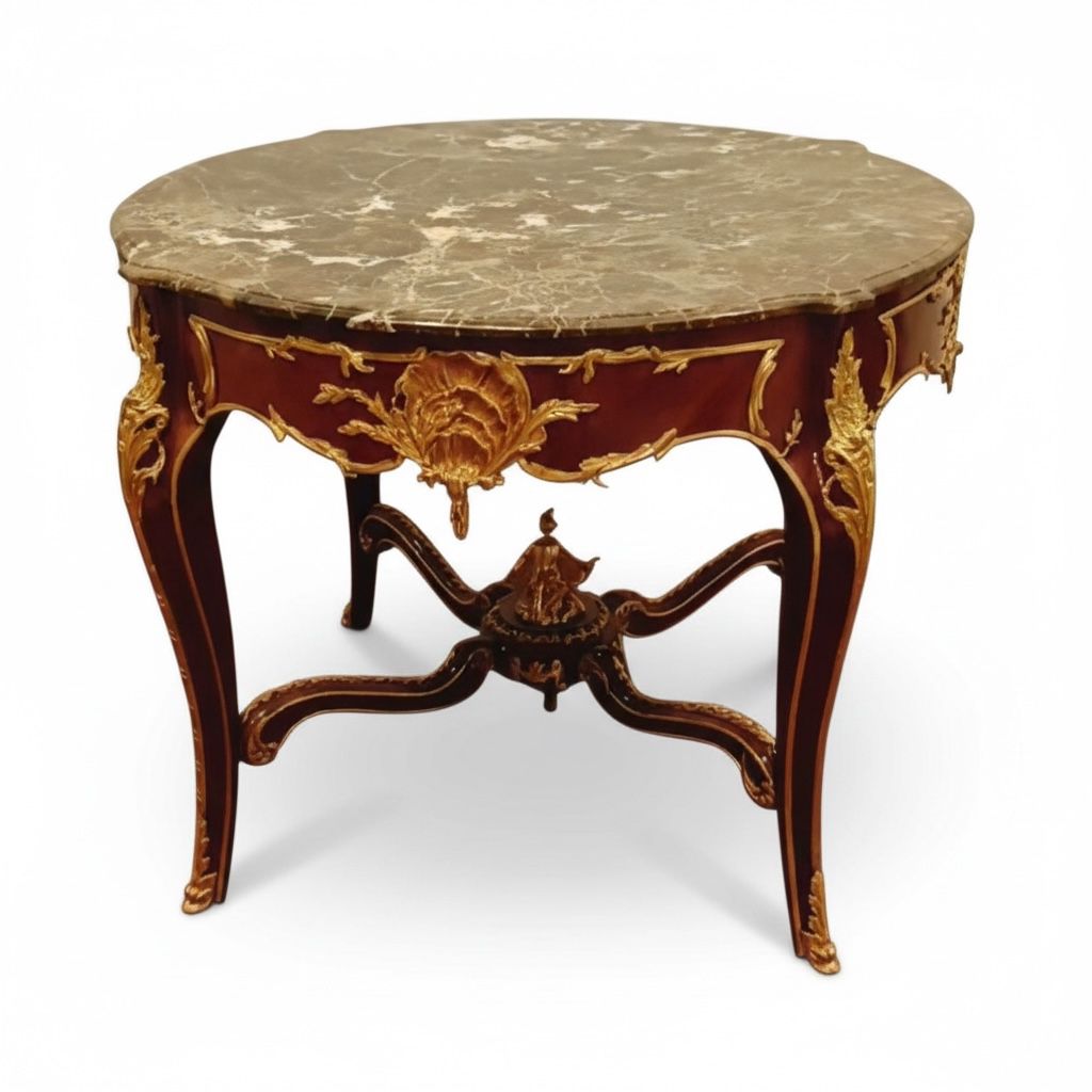 ترابيزة مدخل أنتيك بسطح رخامي وتطعيمات نحاس فاخرة