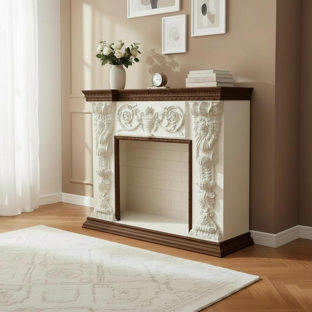 مدفأة ديكورية كلاسيك ملكي بحفر يدوي