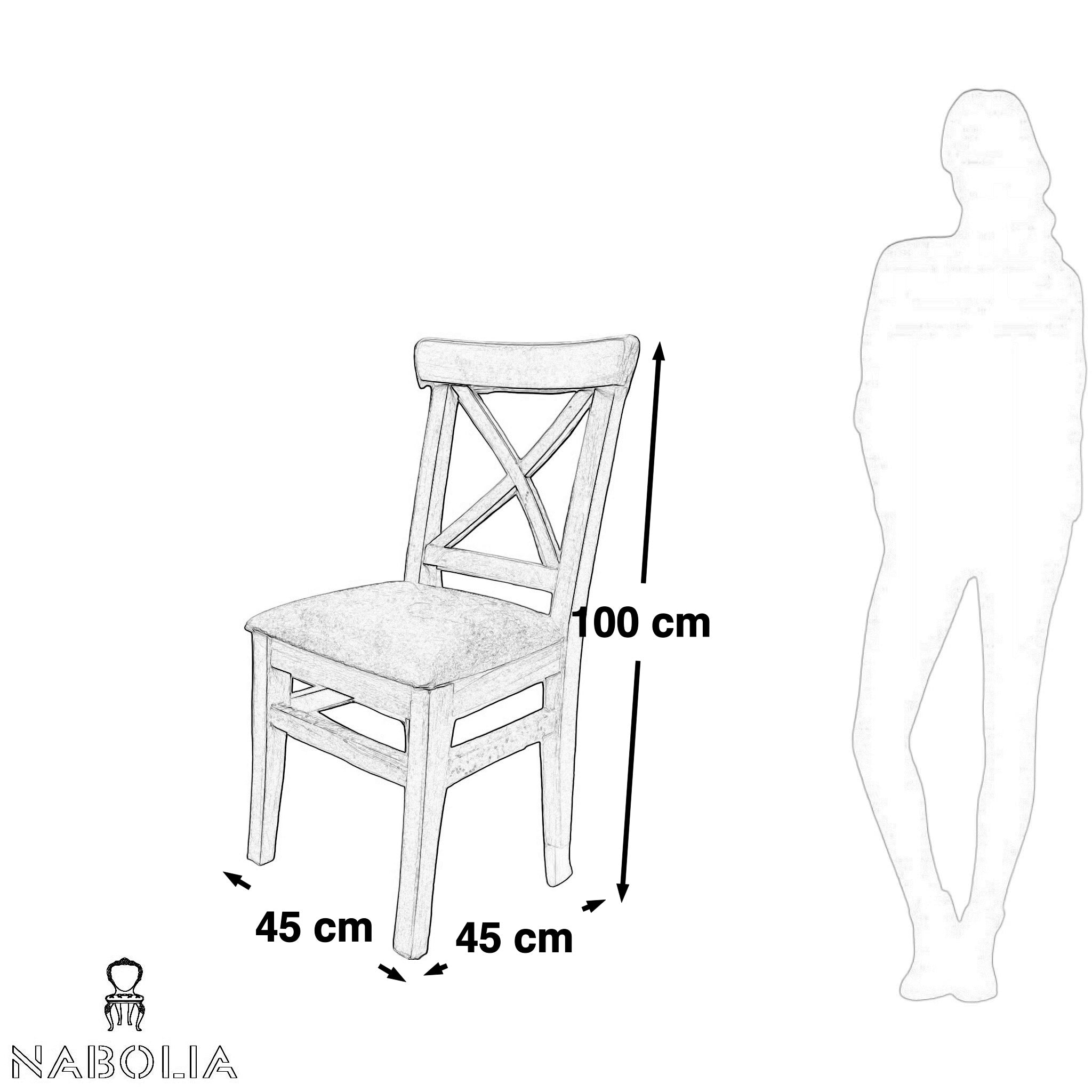 كرسي اكس - كرسي مصنع من الخشب الزان الاحمر المجفف والقاعدة تنجيد ومتاح تغيير اللون المقاسات: W 45 CM * H 100 CM * B 45 CM
