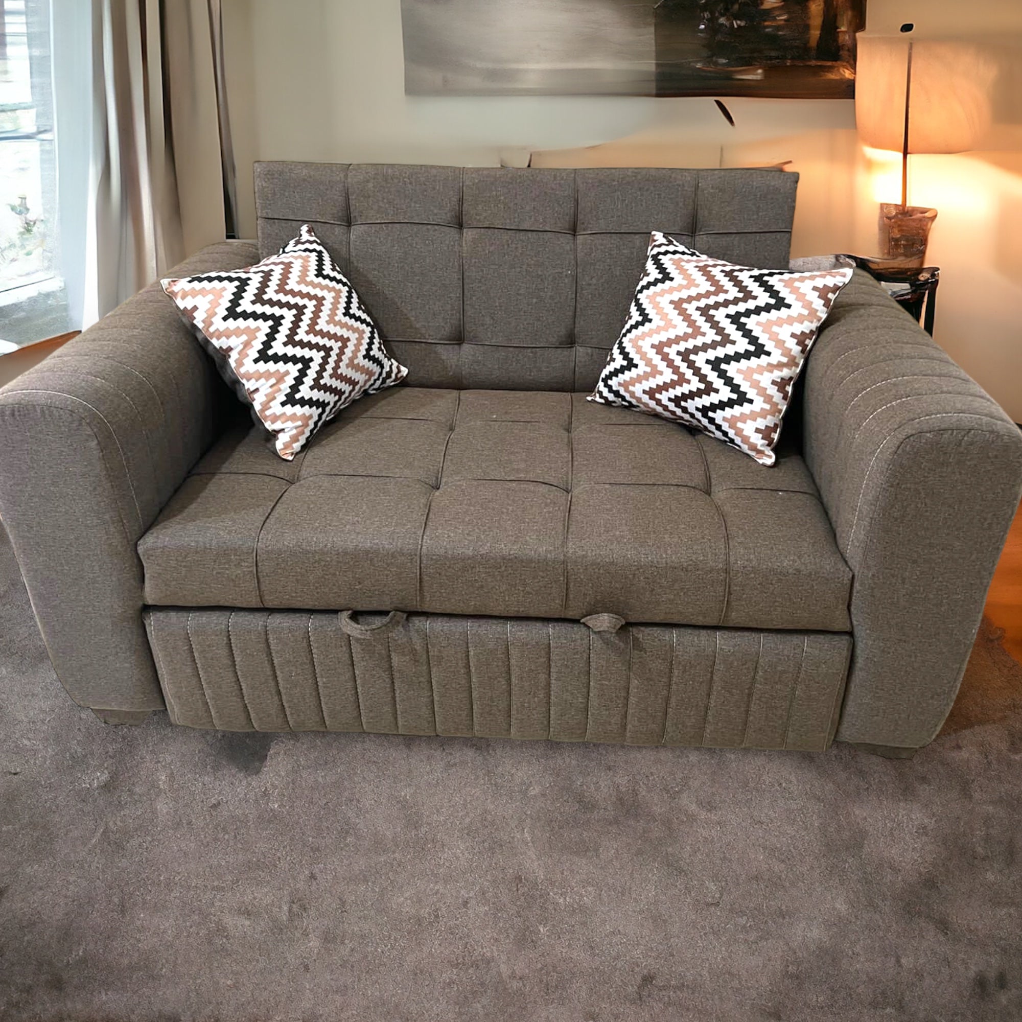 كنبة سرير قماش كتان - كنبة سرير وسحارة من خشب الزان الروماني والقماش كتان وميكانيزم عالي الجودة لاضافة مزيد من الراحة والاسفنج المستخدم فوم هاوس كثافة 38 متاح عمل اي لون للقماش المقاسات : W 150 CM * B 85 CM